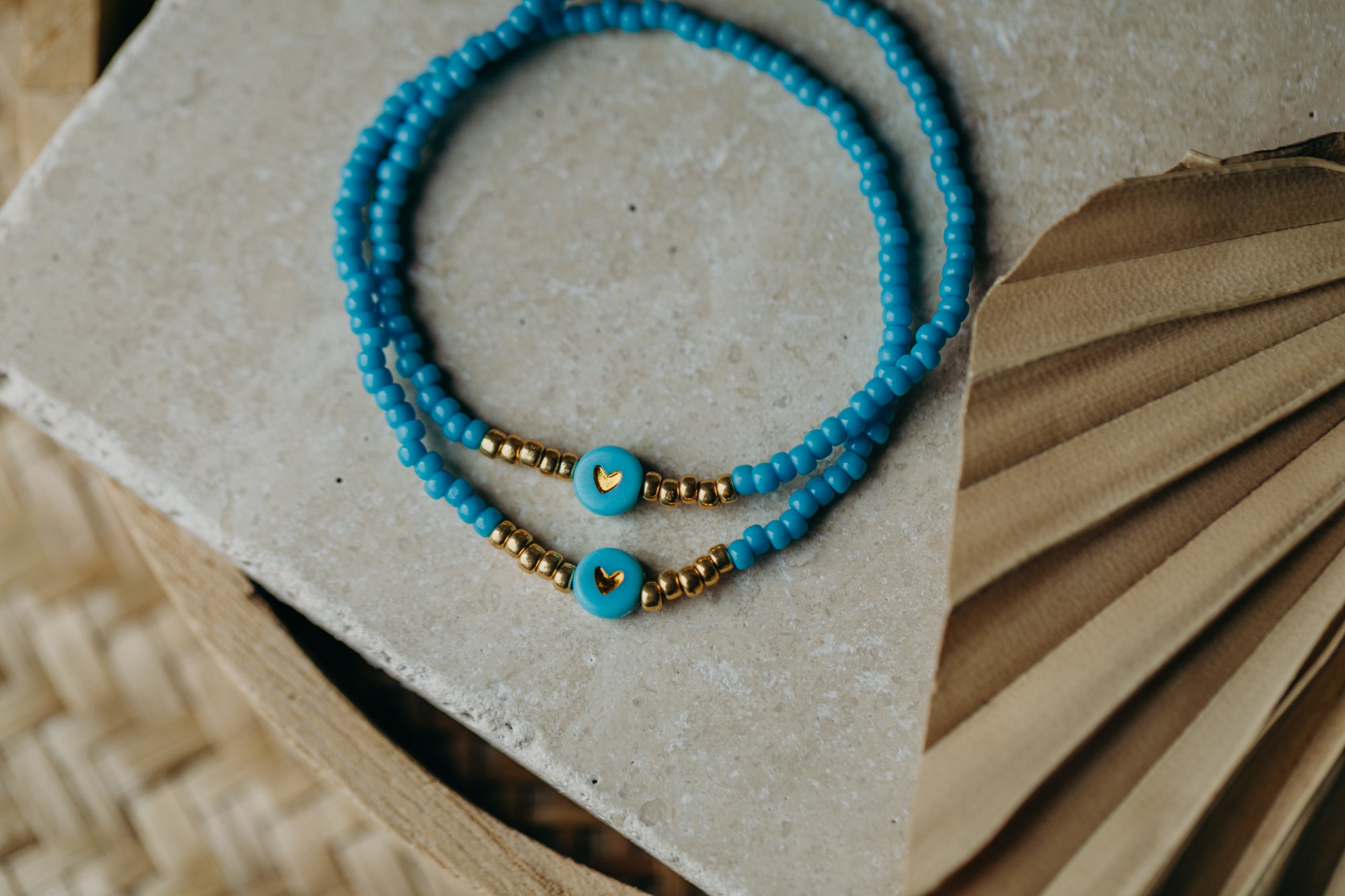 Herz Perlenarmband in blau