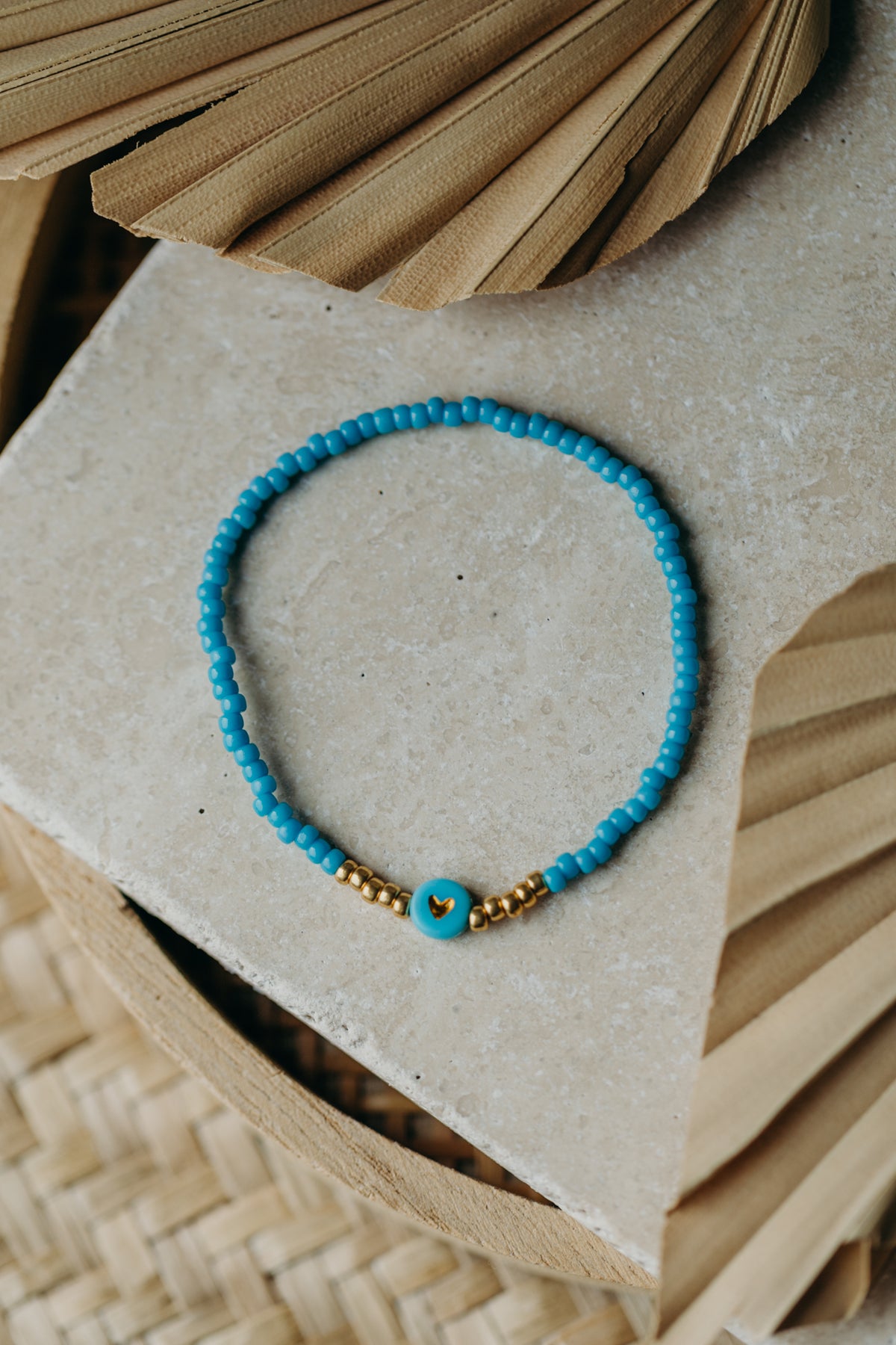 Herz Perlenarmband in blau
