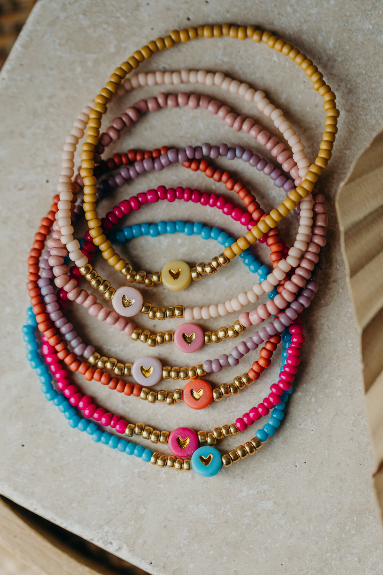 Herz Perlenarmband in pink