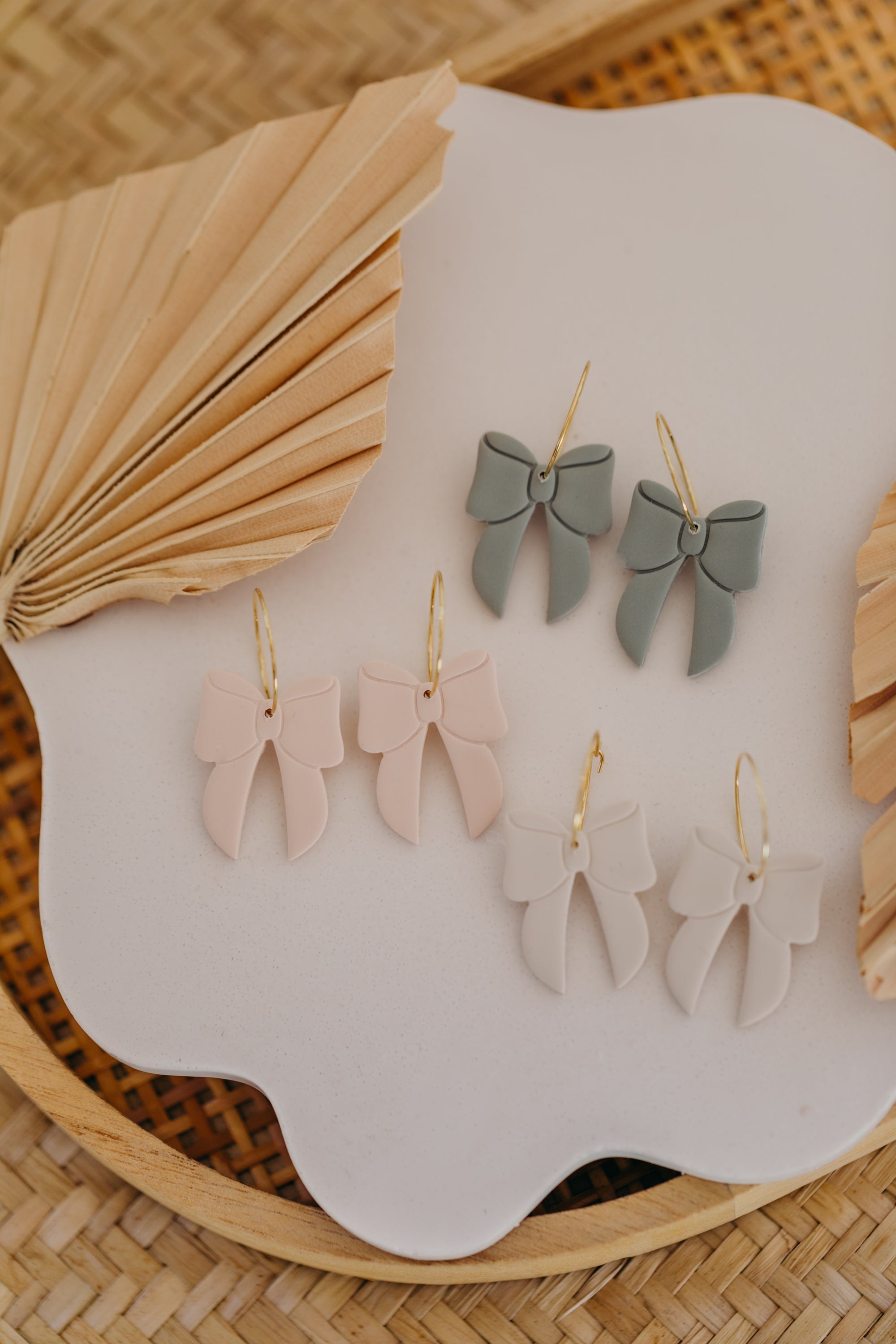 Polymer Clay Earring in Eucalyptus Green