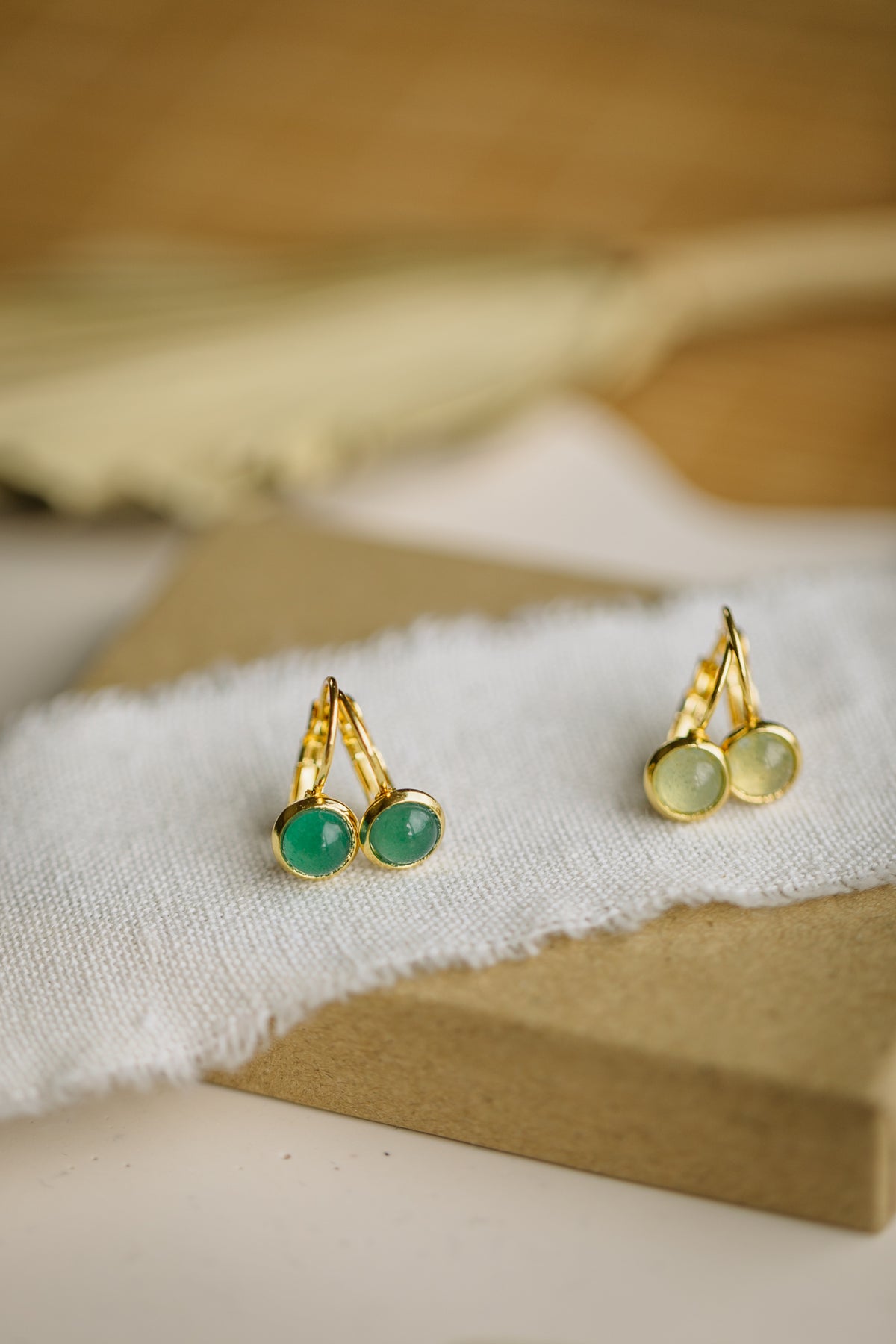 grüne Aventurin Edelstein Ohrhänger (6 mm)