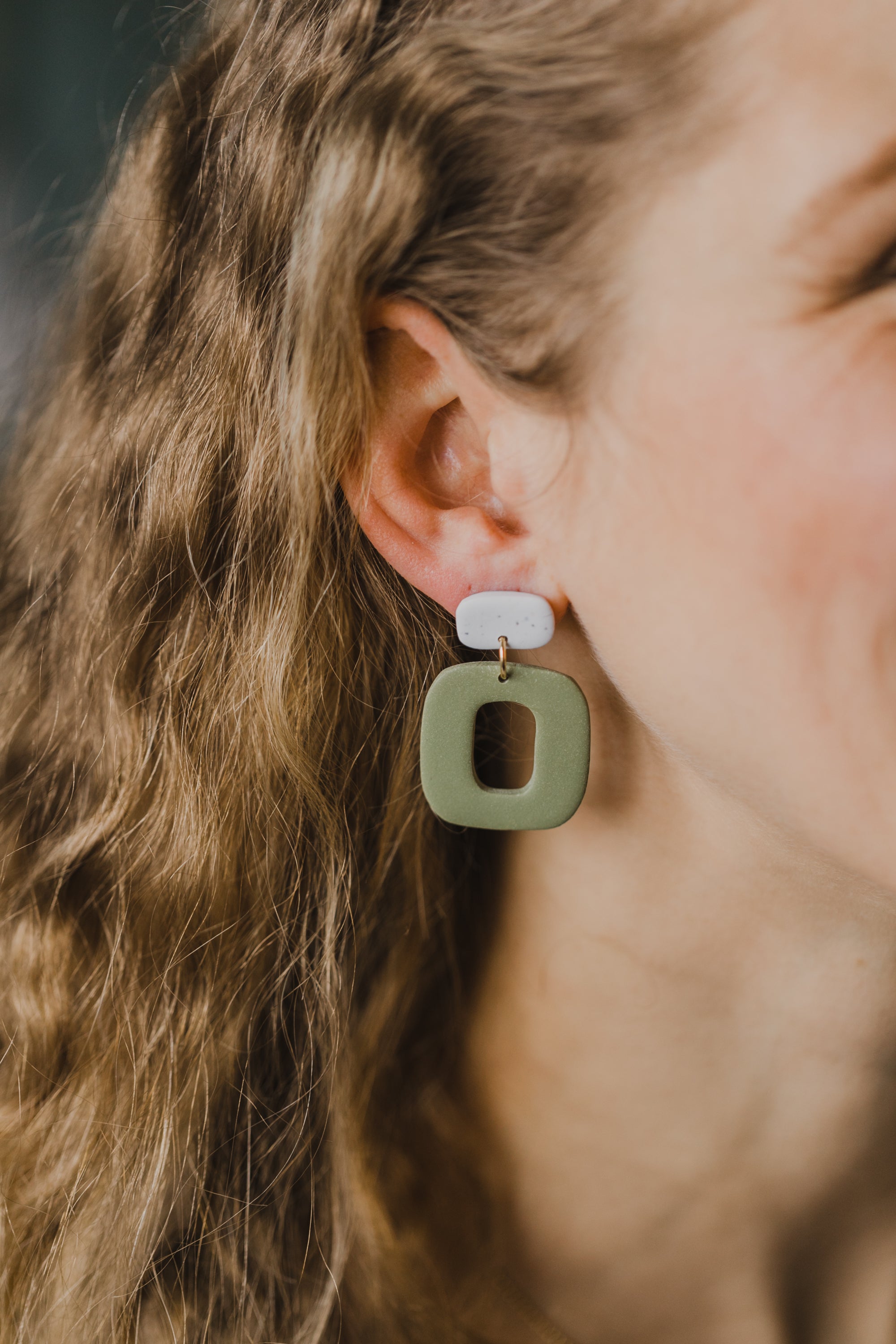 organic large earrings made of polymer clay