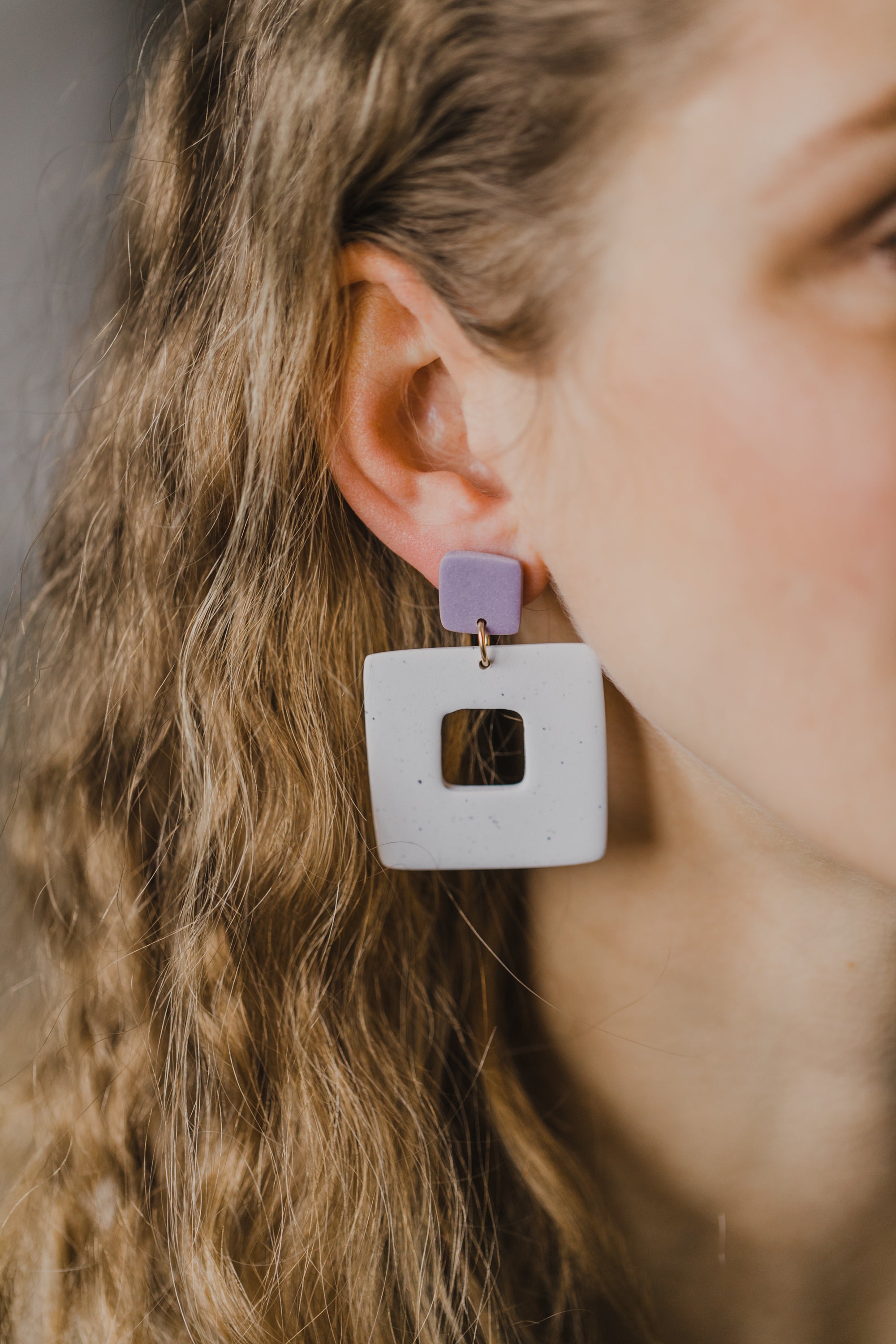 organic large earrings made of polymer clay