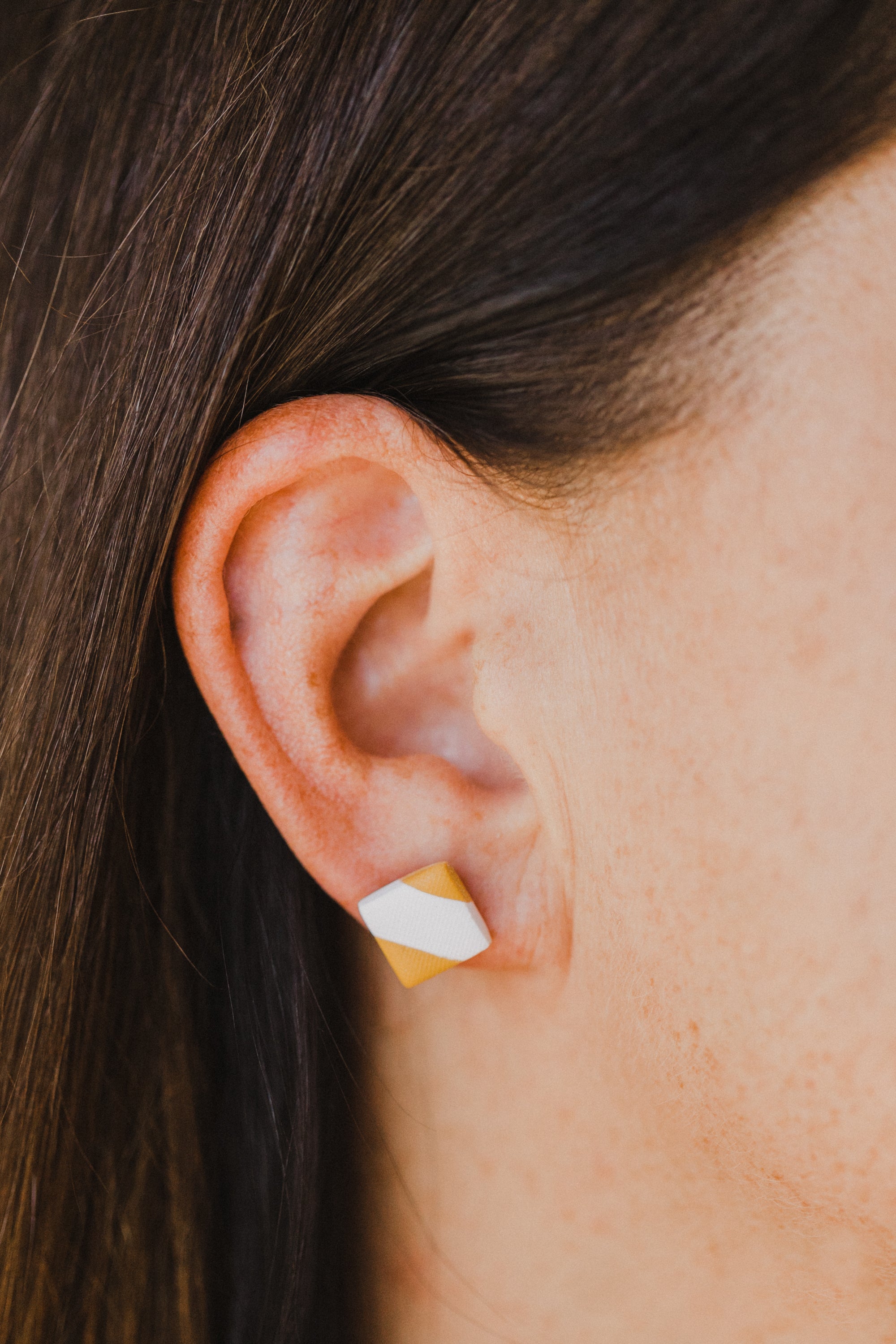 round polymer clay earrings with brass pendant circle