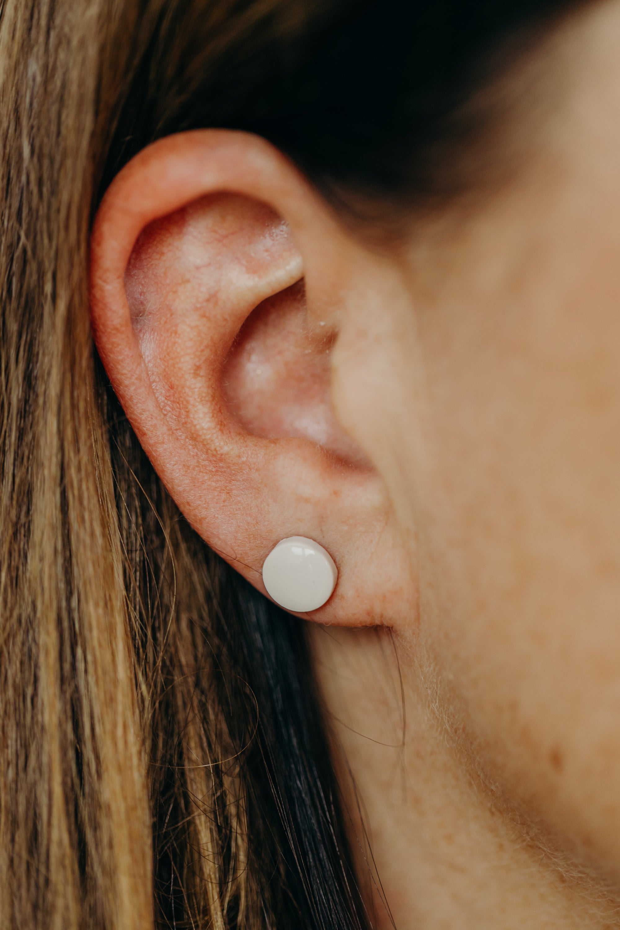 MICI - small round shiny polymer clay earrings