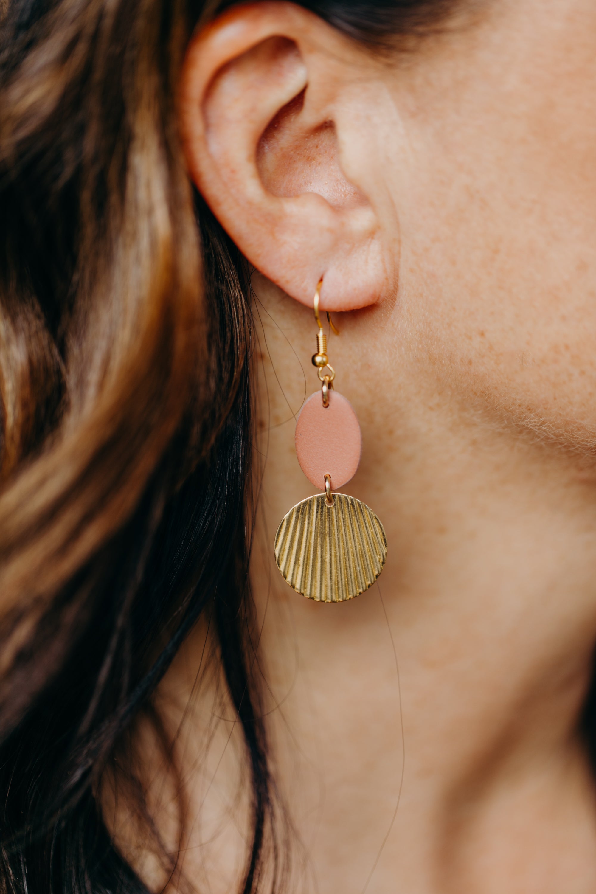 Polymer clay earrings in the color Barolo