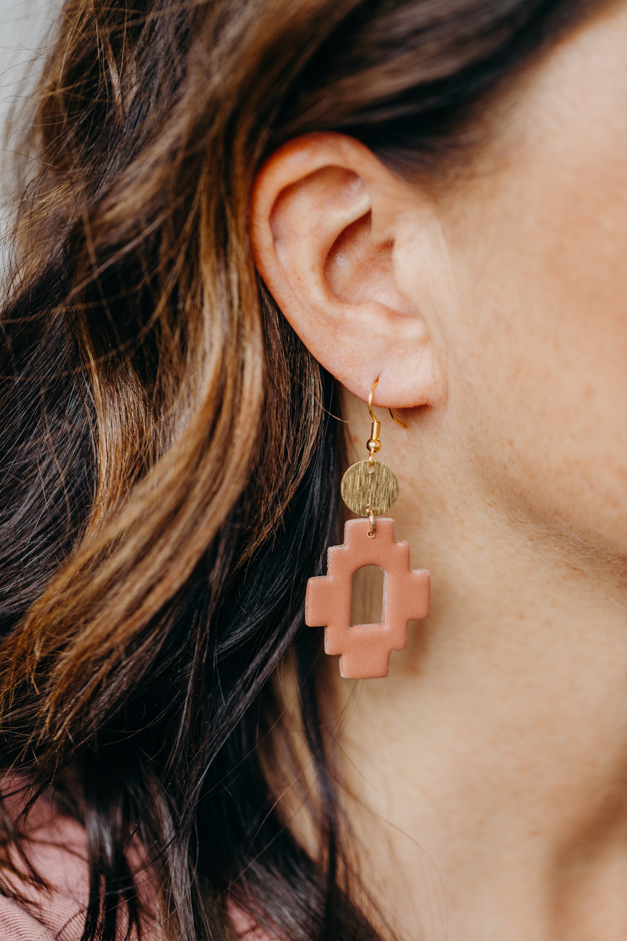 Polymer clay earrings in the color Barolo