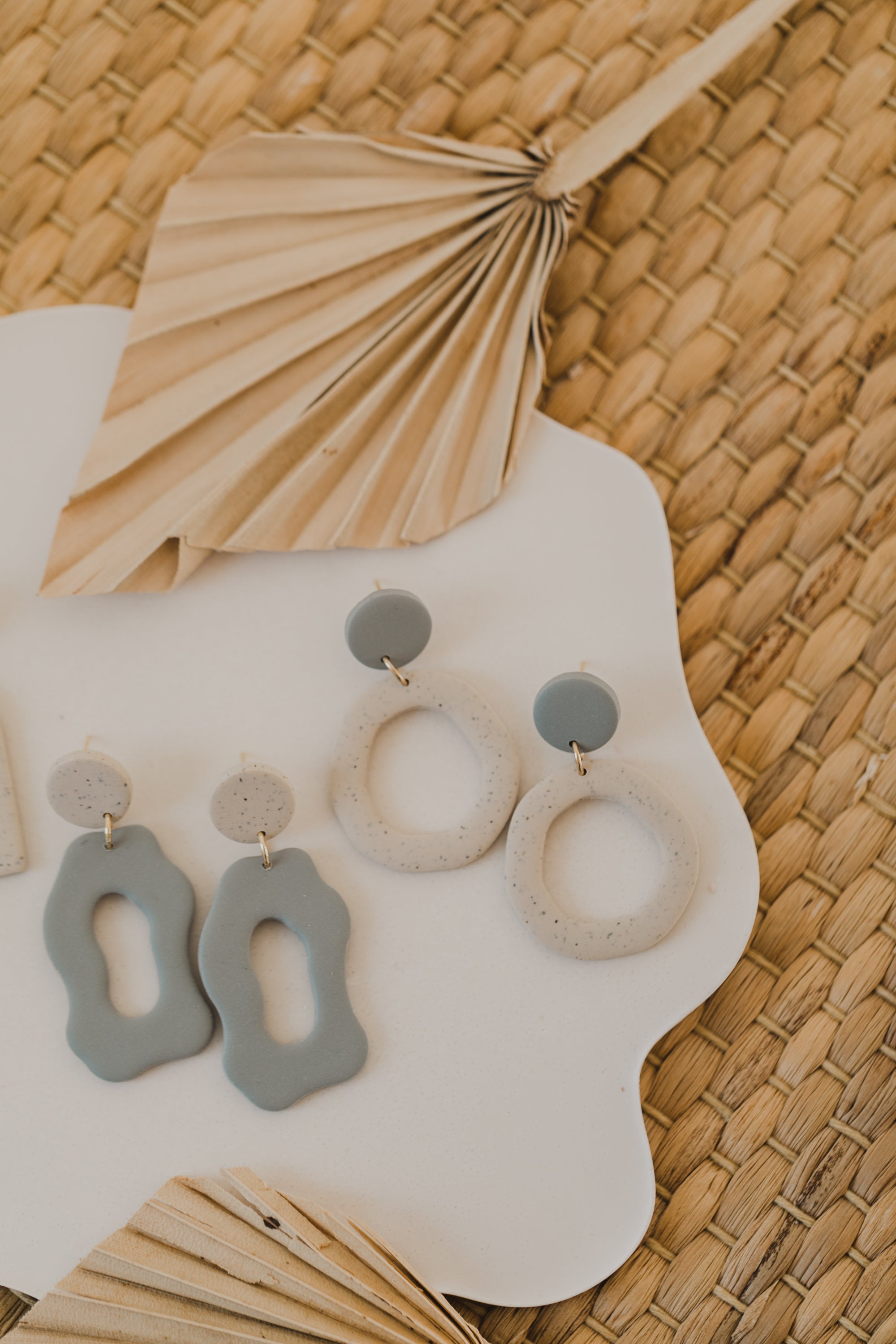 round polymer clay earrings with brass pendant circle