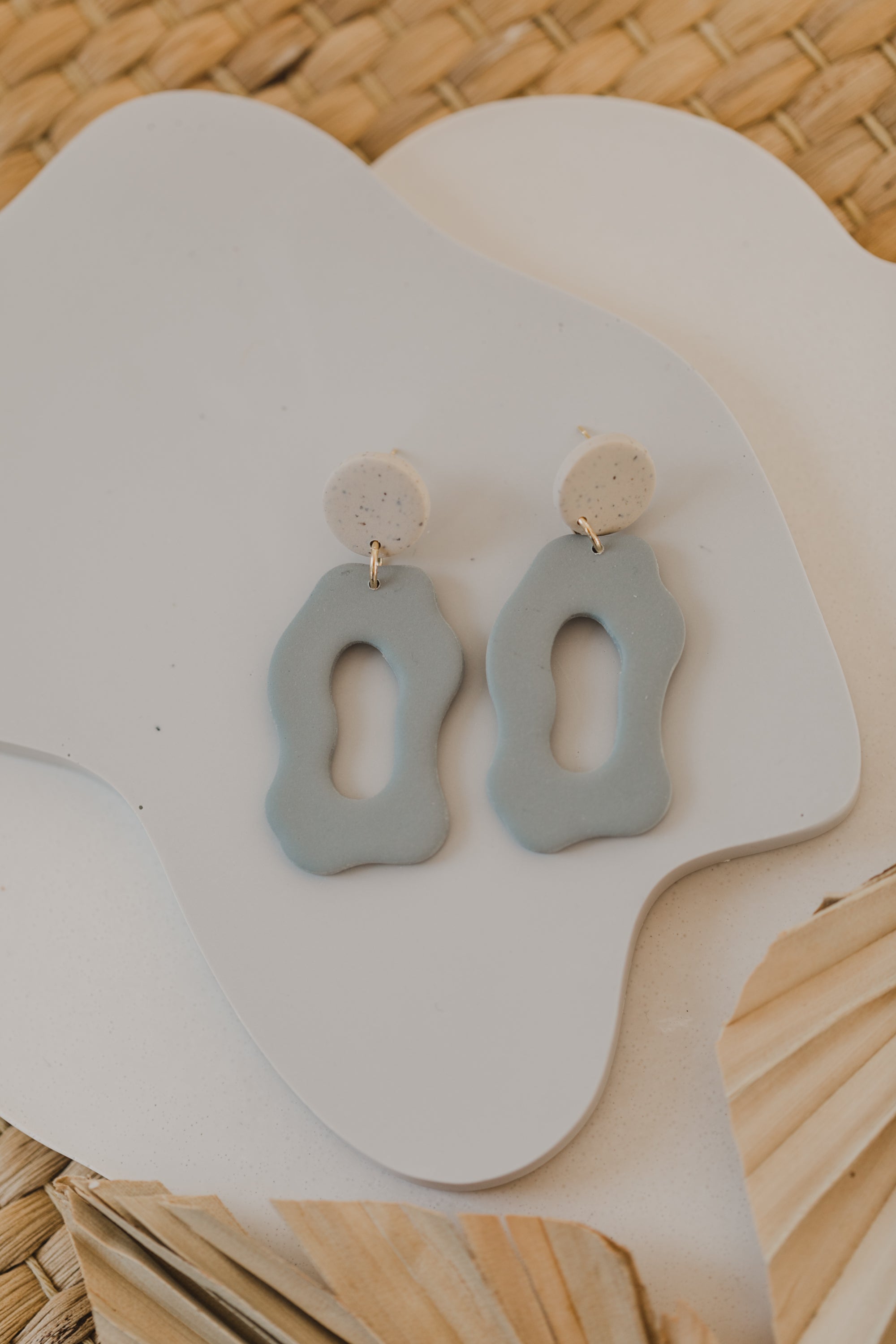 round polymer clay earrings with brass pendant circle