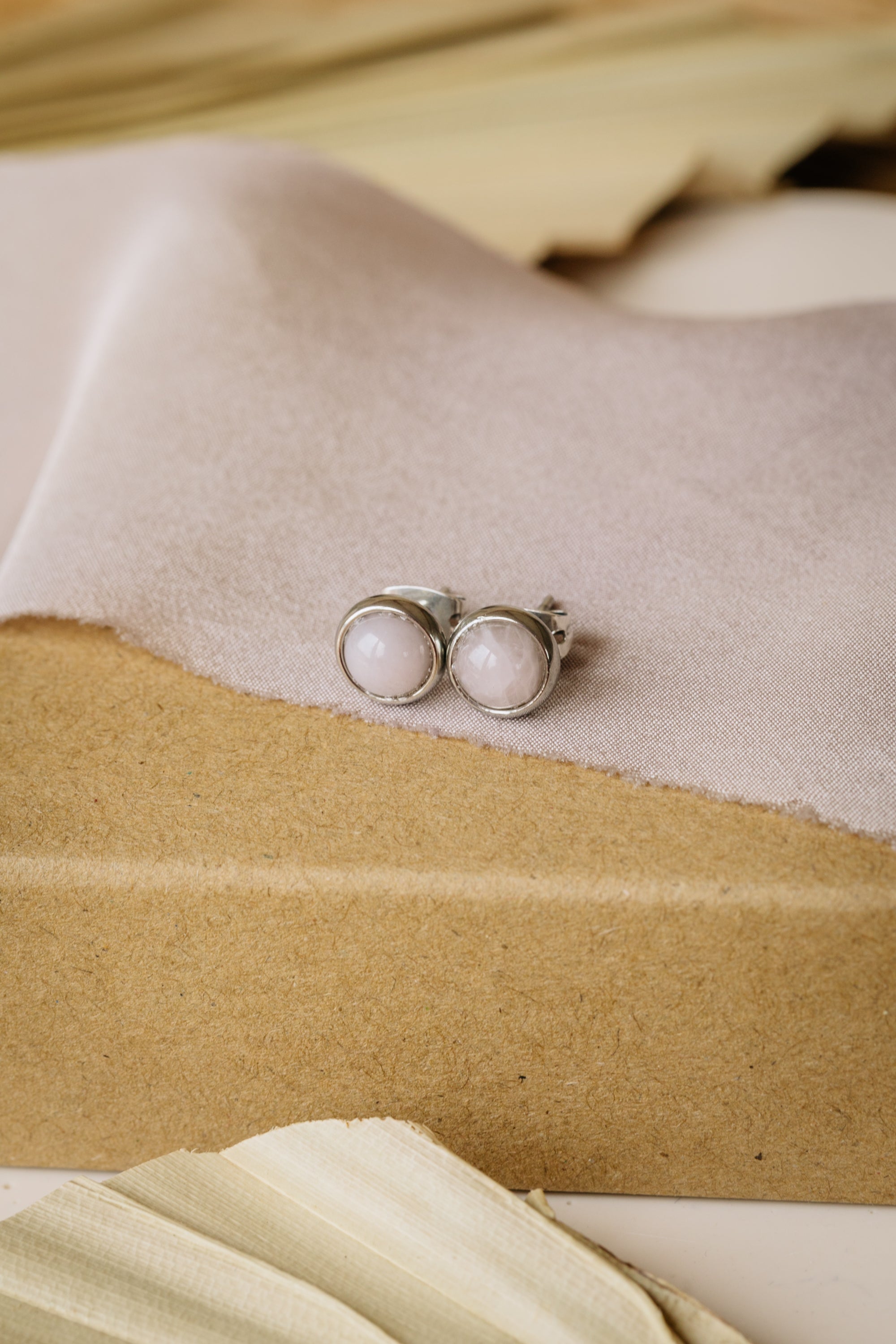 rosa Rosenquarz Edelstein Ohrstecker Silber (6 mm)