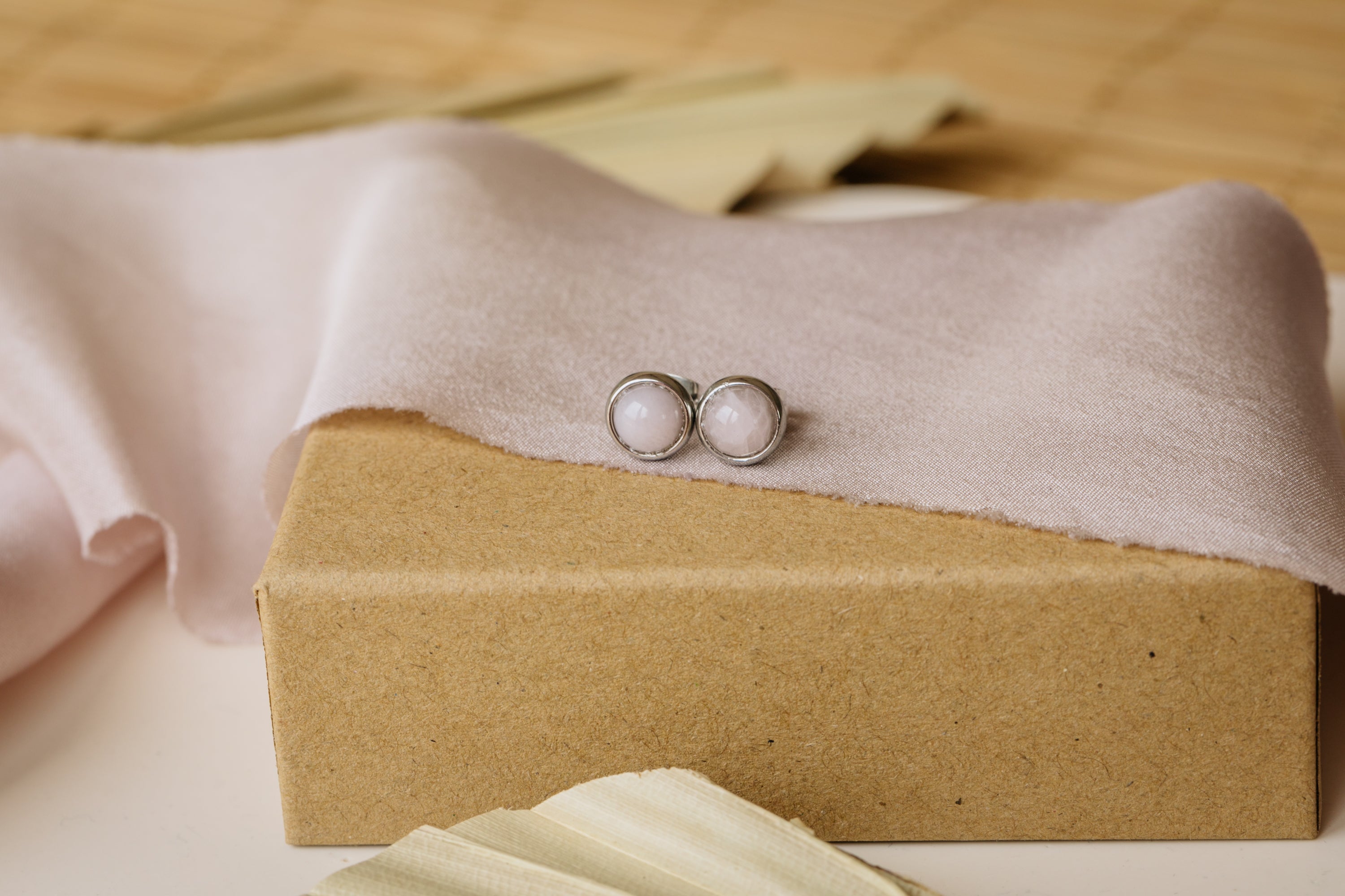 rosa Rosenquarz Edelstein Ohrstecker Silber (6 mm)