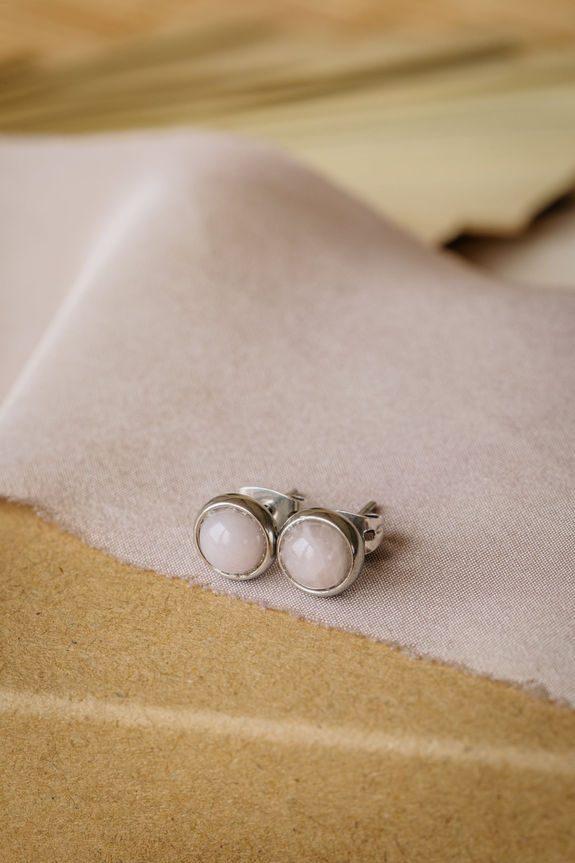 rosa Rosenquarz Edelstein Ohrstecker Silber (6 mm)