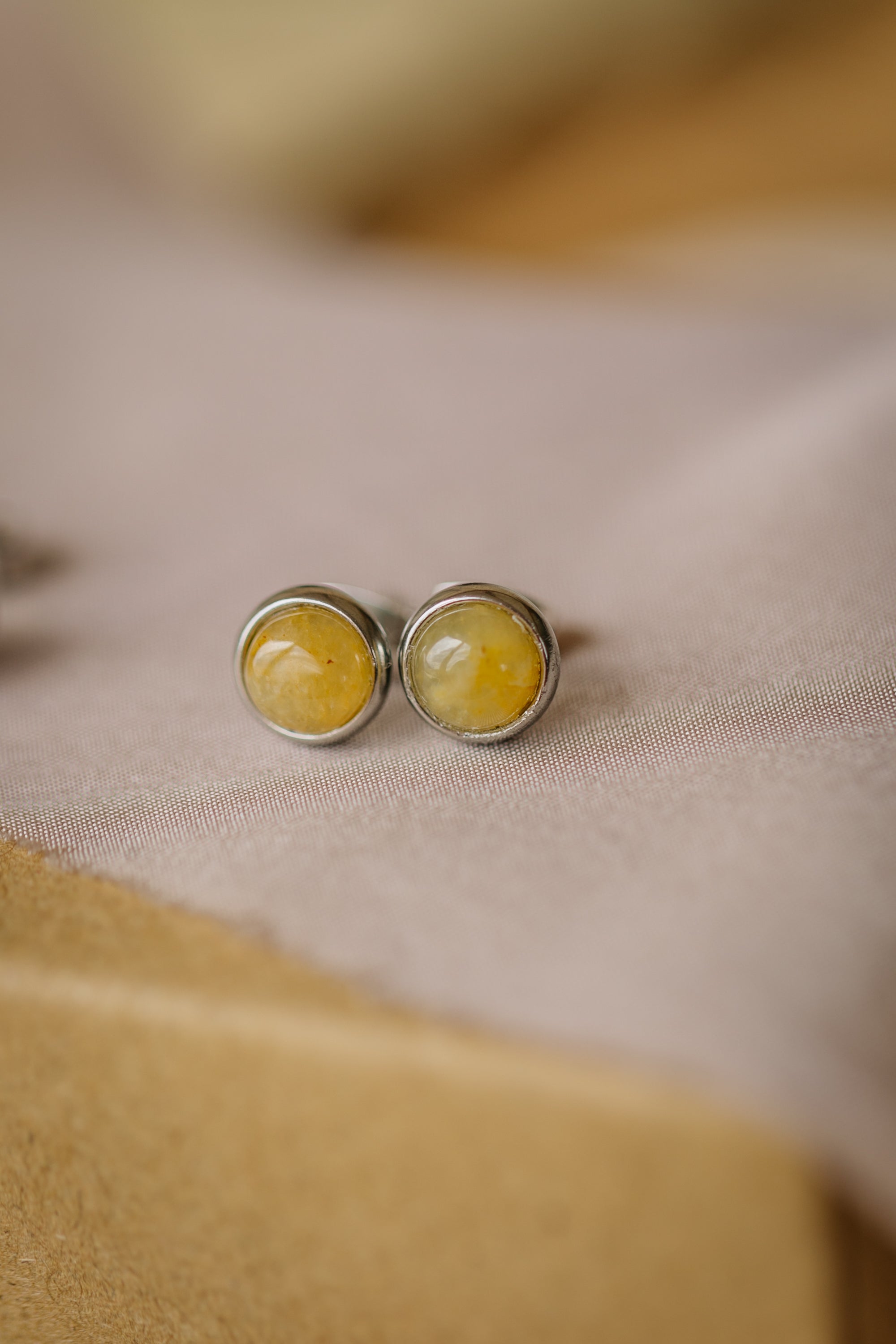 gelber Aventurin Edelstein Ohrstecker silber (6 mm)