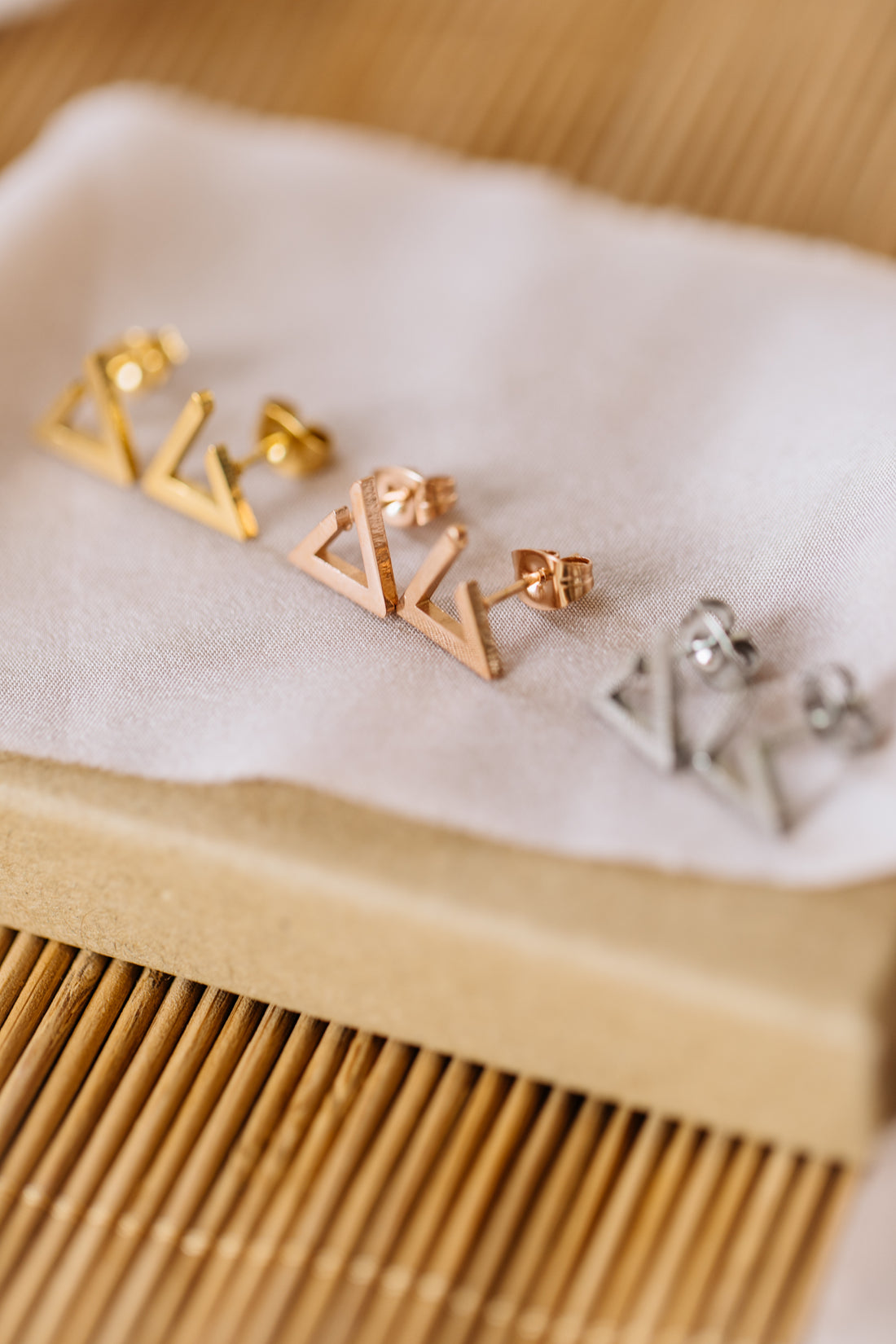 triangle stud earrings