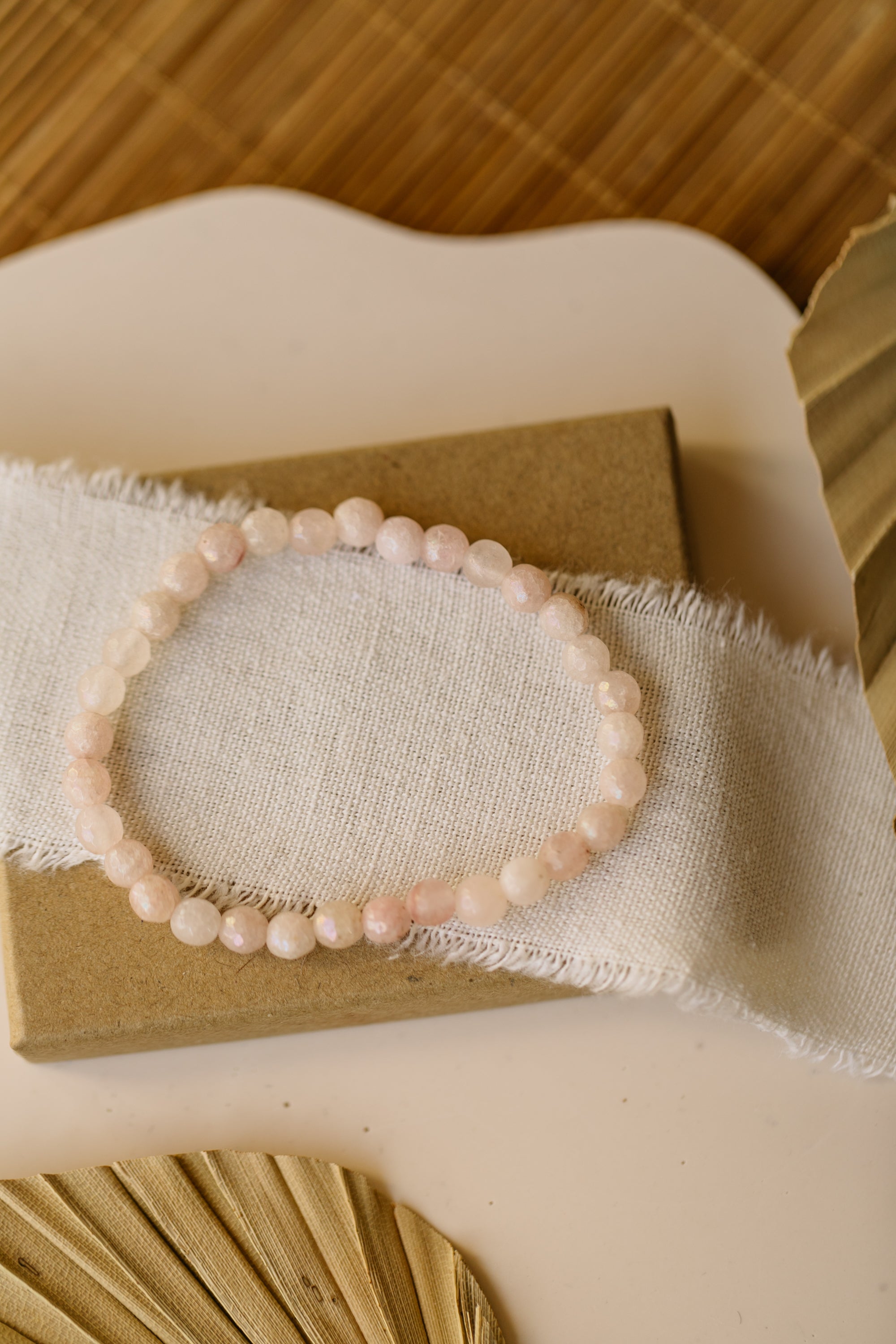 Armband mit rosa Achat Edelstein Perlen