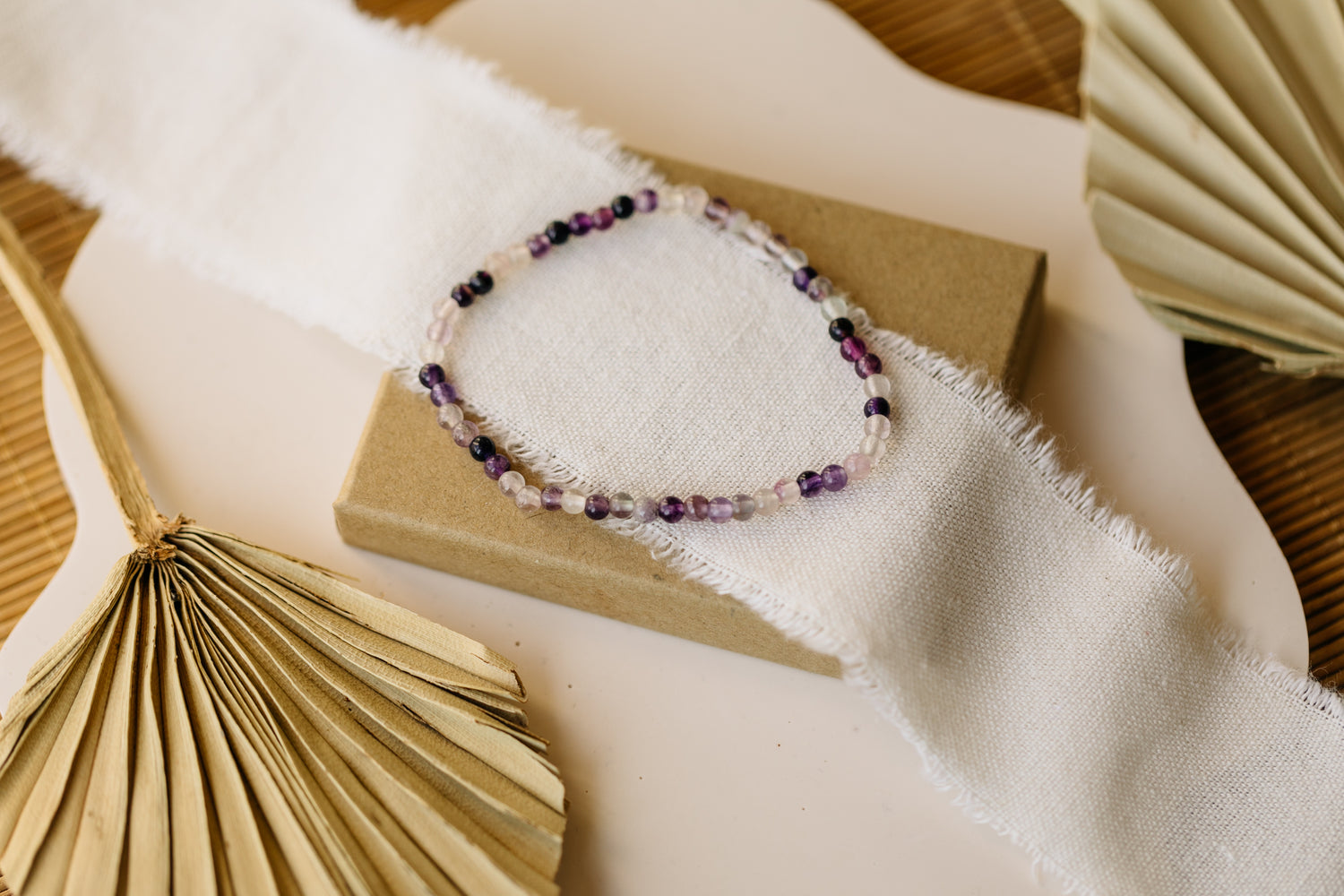 Bracelet with purple fluorite gemstone beads