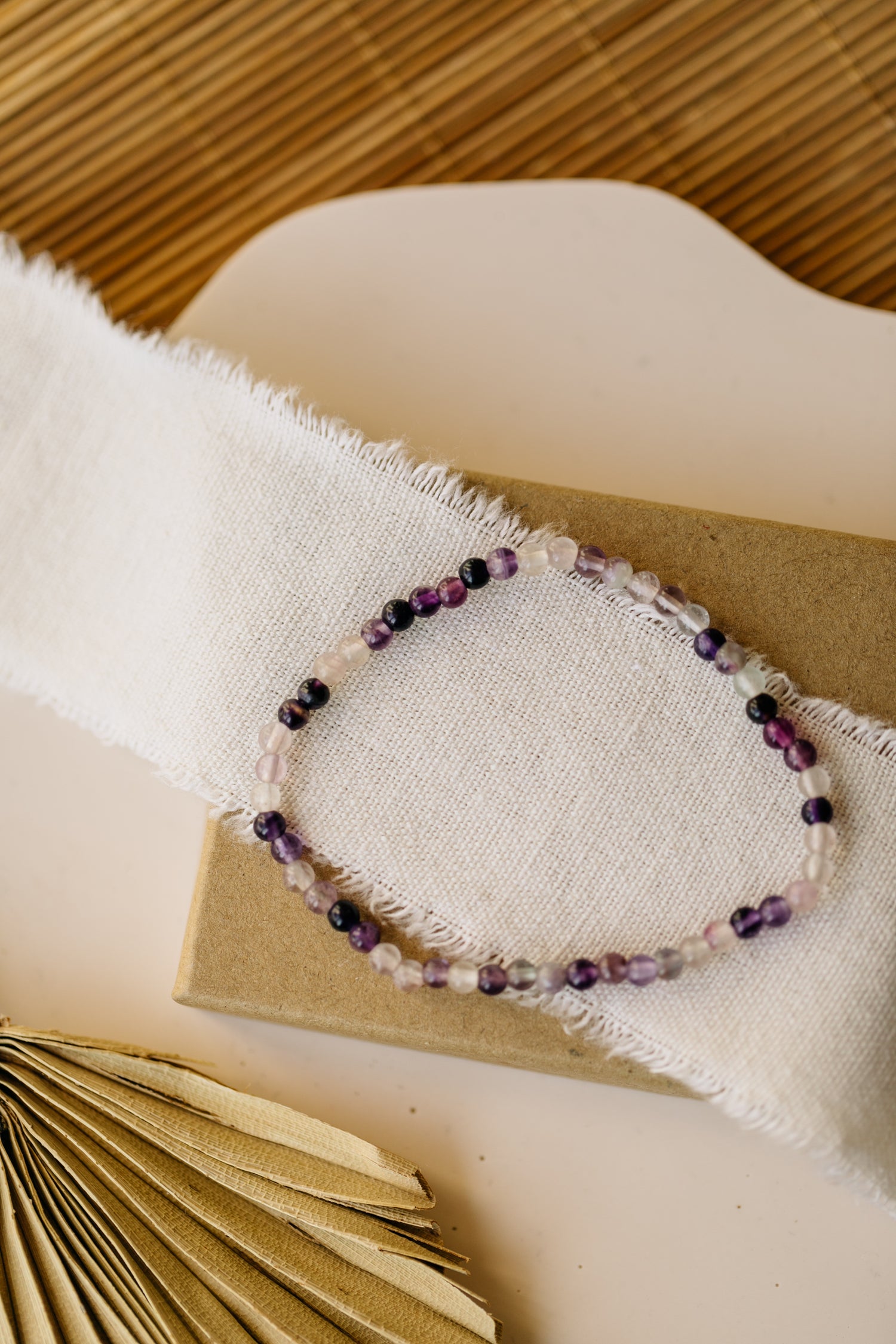 Bracelet with purple fluorite gemstone beads