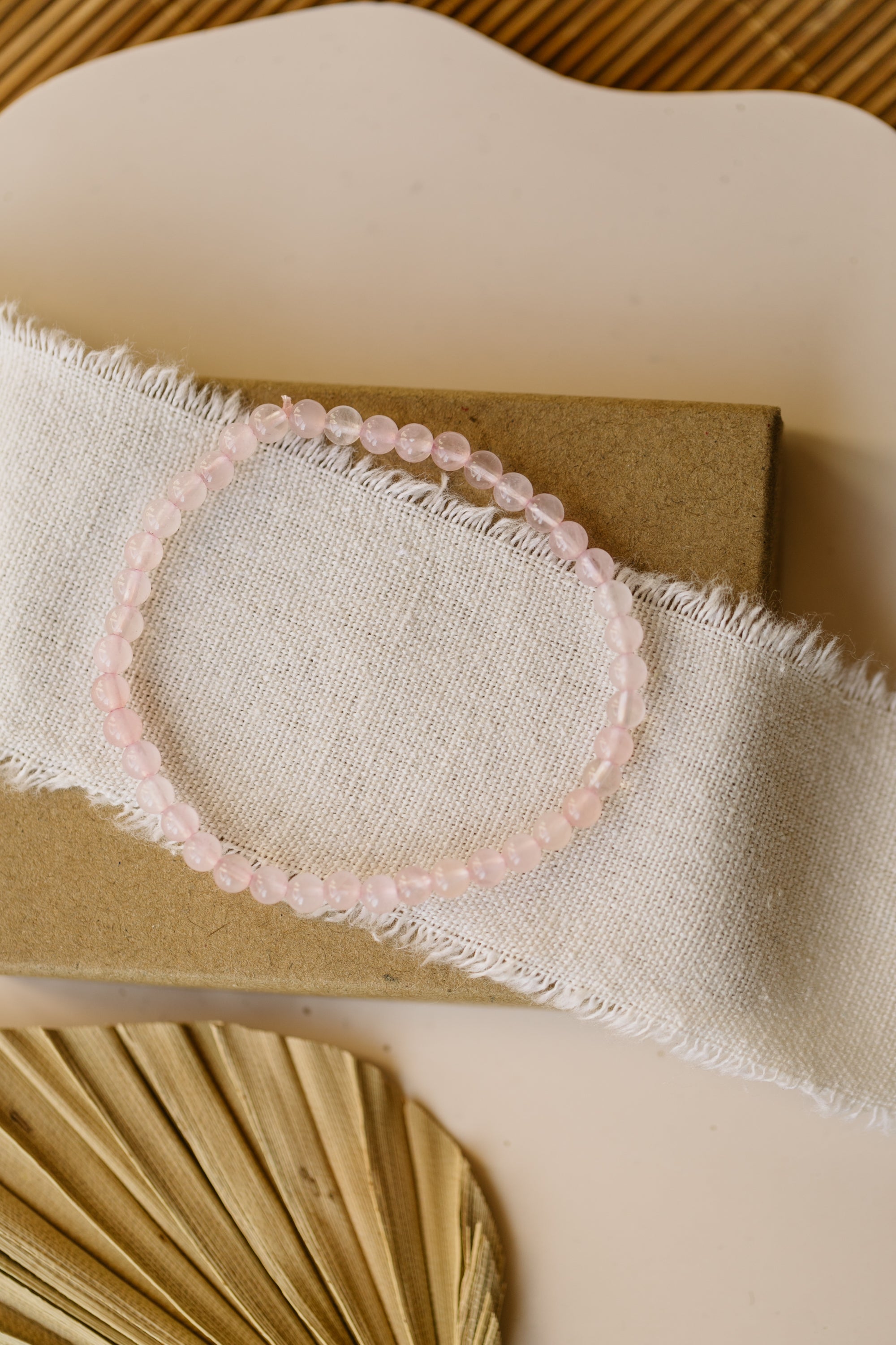 Armband mit Rosenquarz Edelstein Perlen