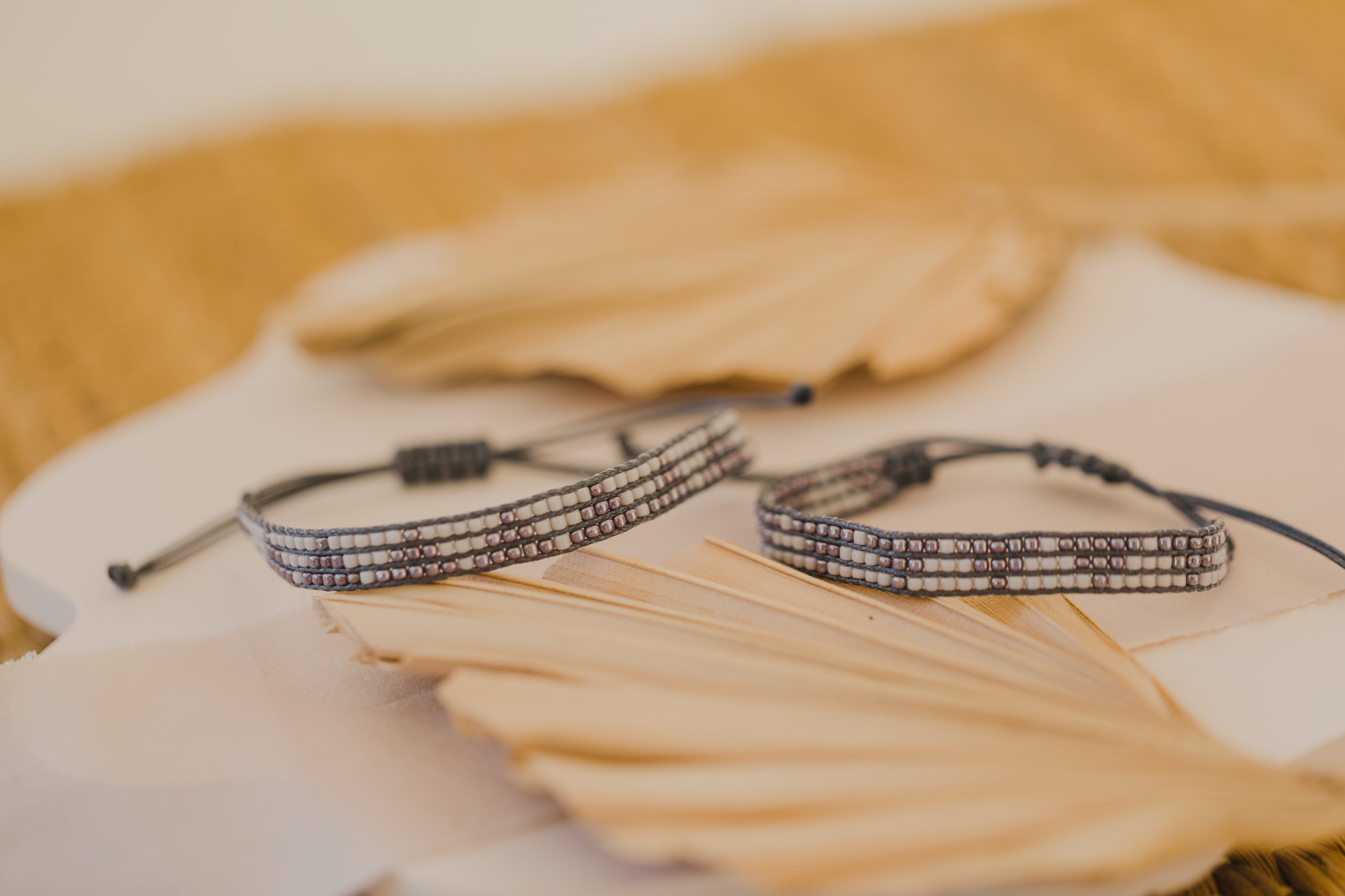 gray bracelet made of rocaille beads