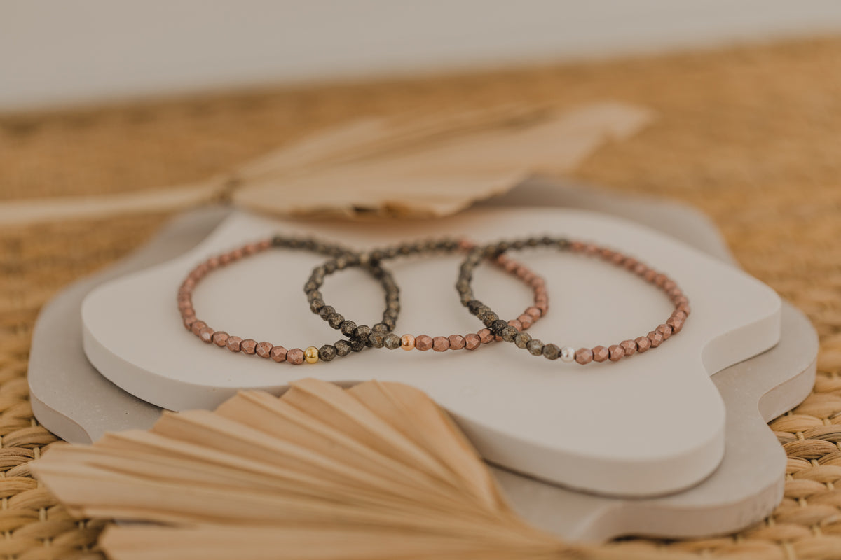 Glasperlenarmband rosa & braun