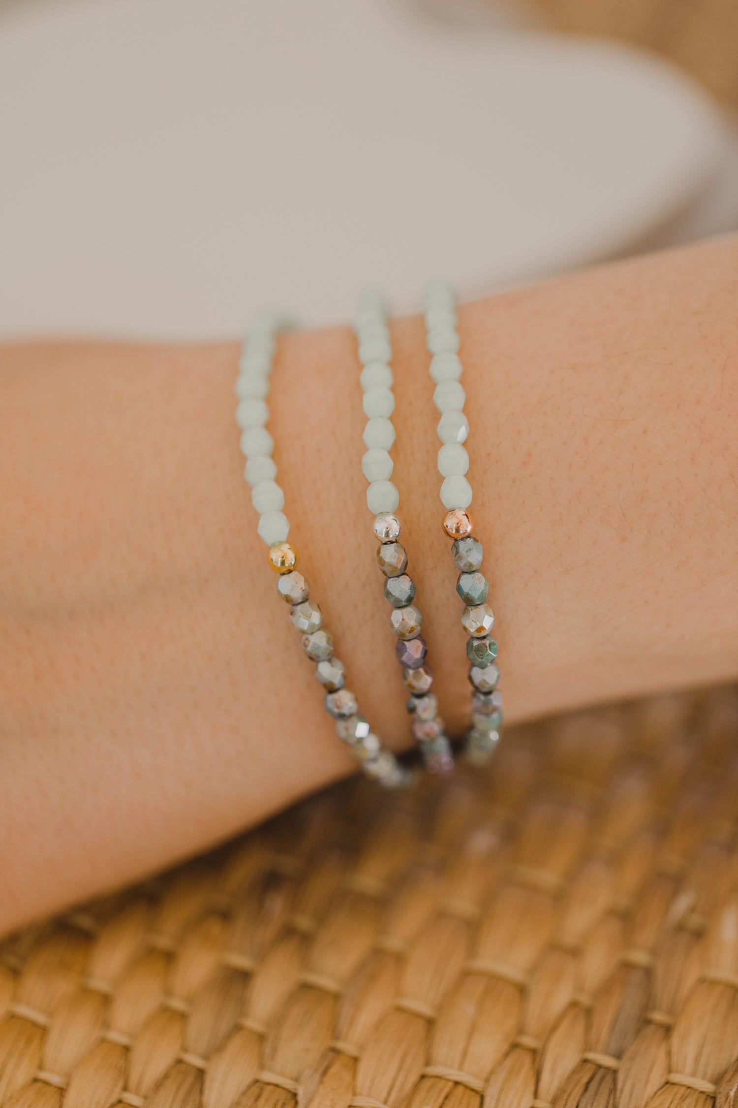 Glasperlenarmband Türkis & Lila-Grün