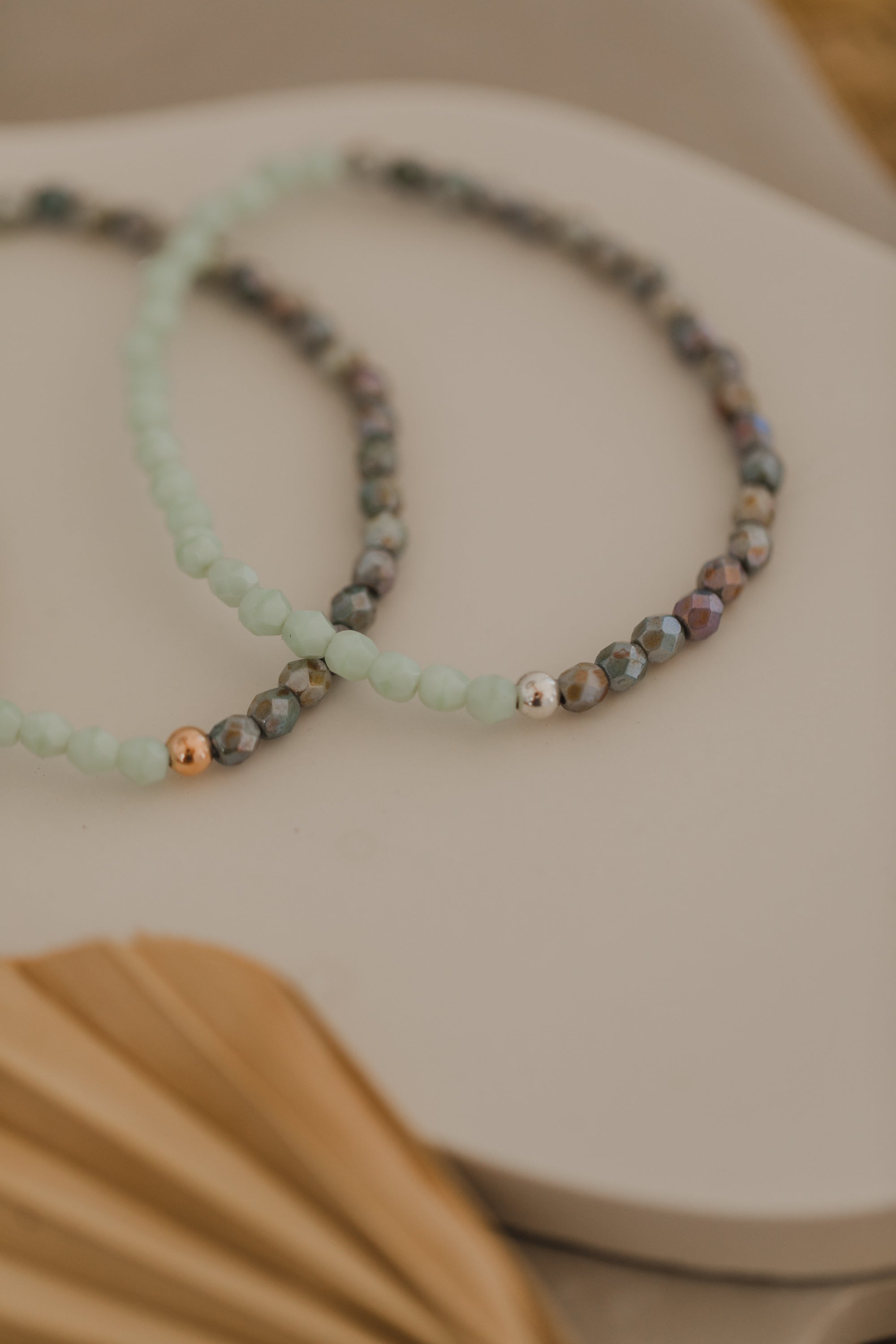 Glasperlenarmband Türkis & Lila-Grün