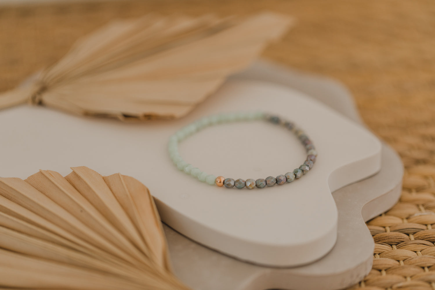 Glasperlenarmband Türkis & Lila-Grün