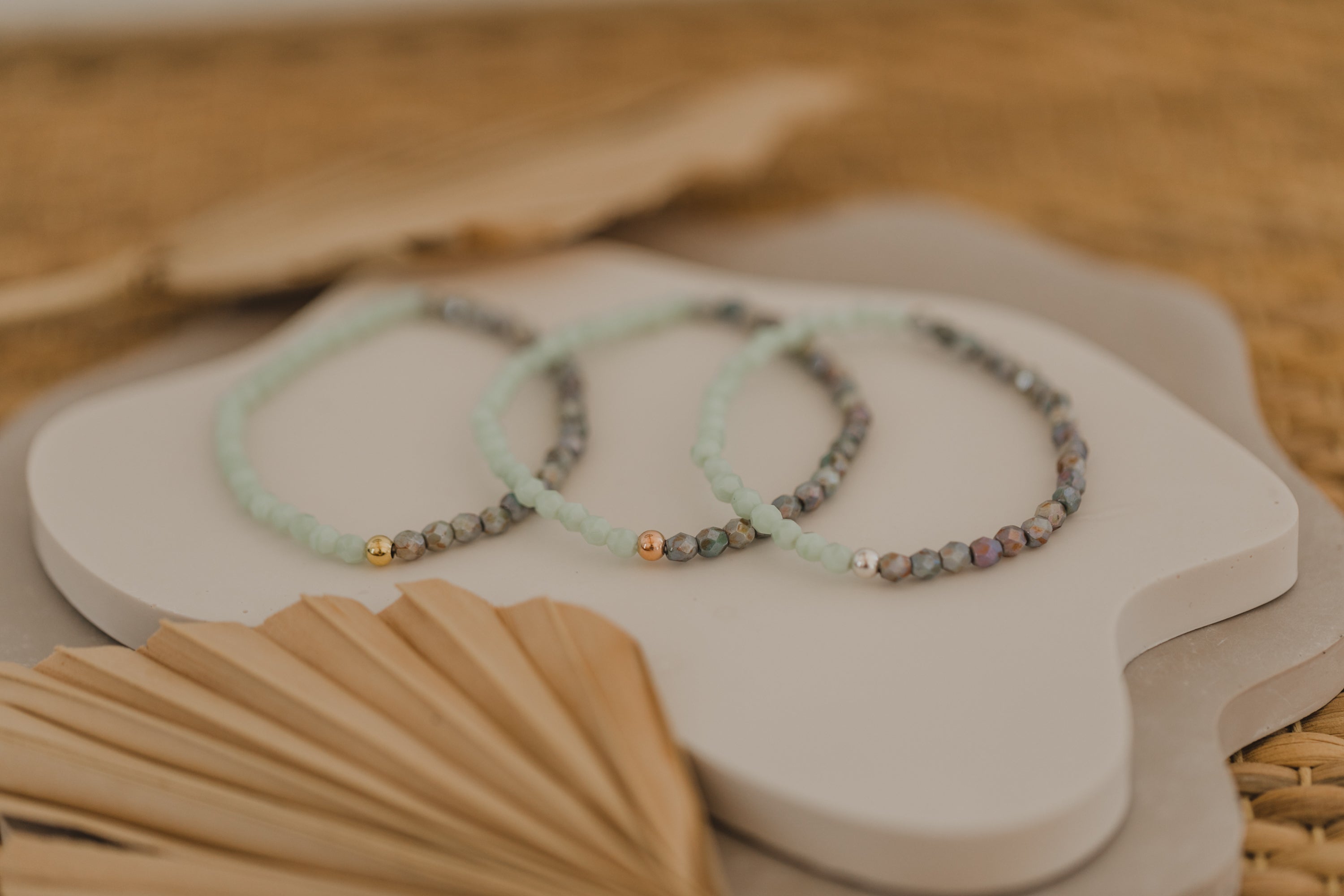 Glasperlenarmband Türkis & Lila-Grün