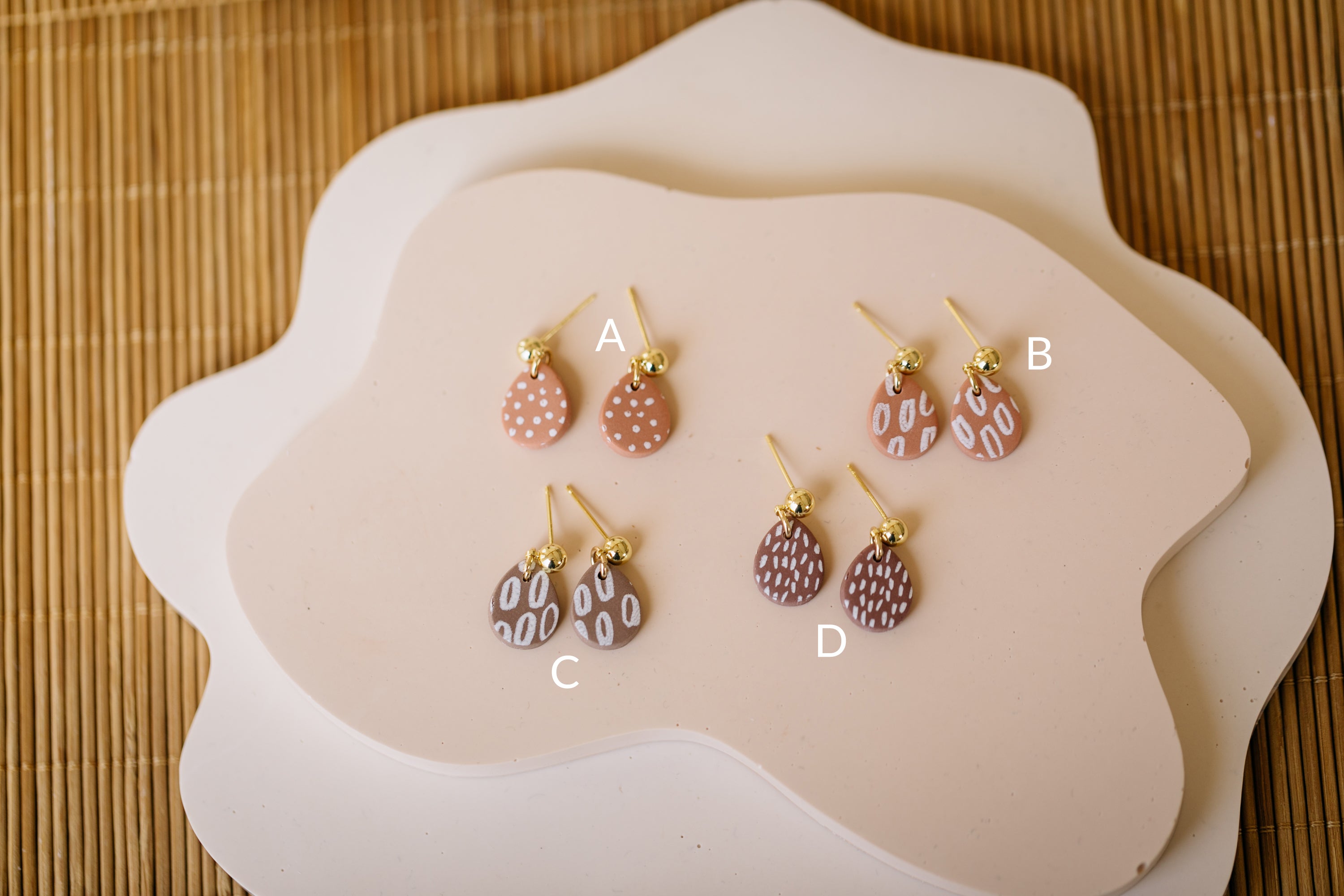 BERRY Kollektion - NOMI Tropfen Ohrringe aus  Polymer Ton weißem Muster