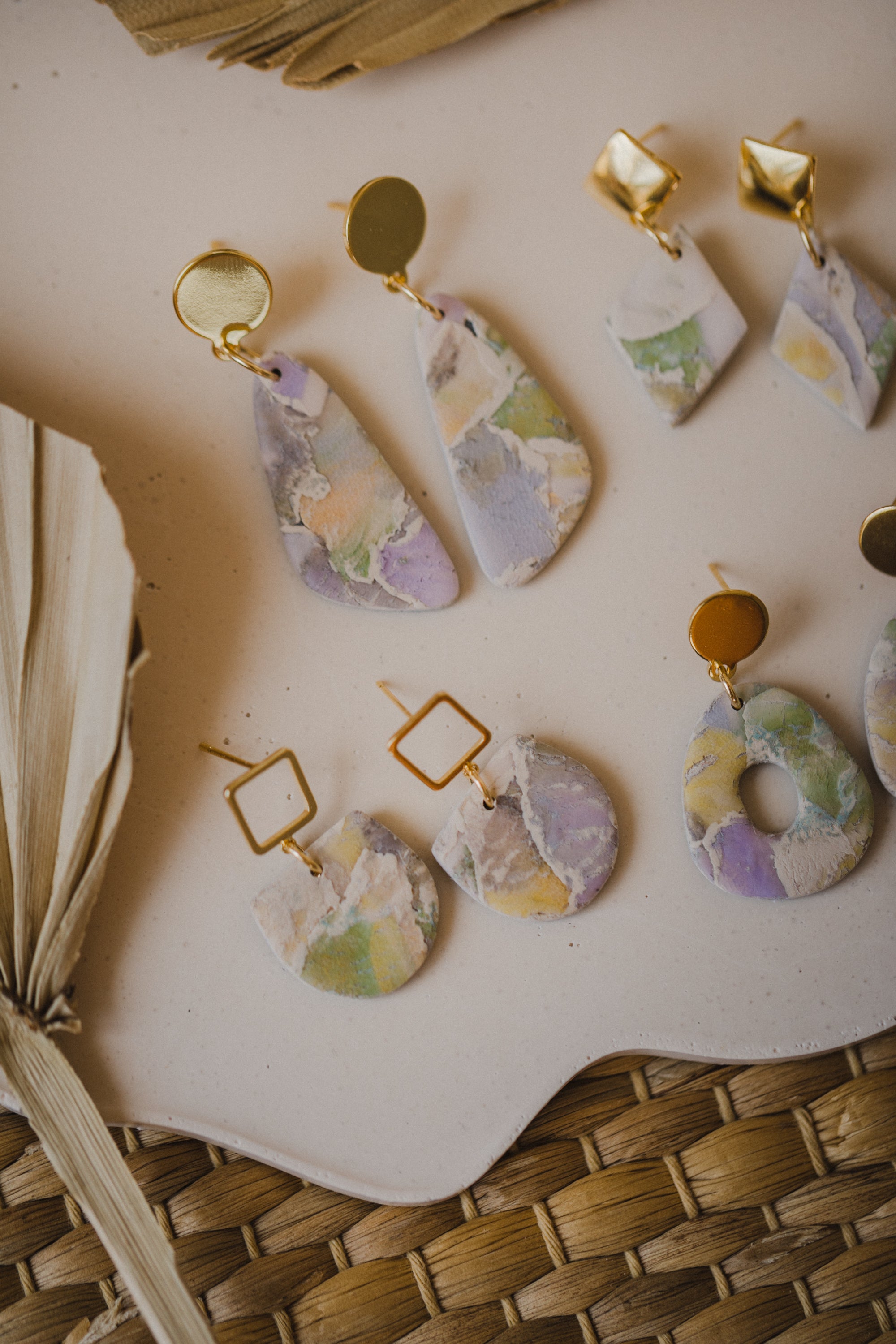 handbemalte Ohrringe aus Polymer Ton