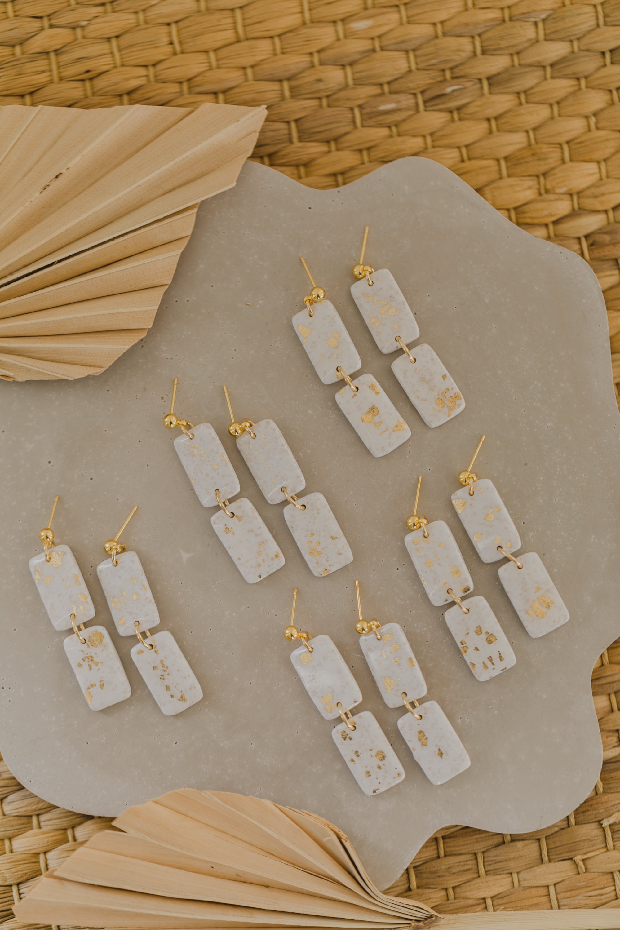 round polymer clay earrings with brass pendant circle