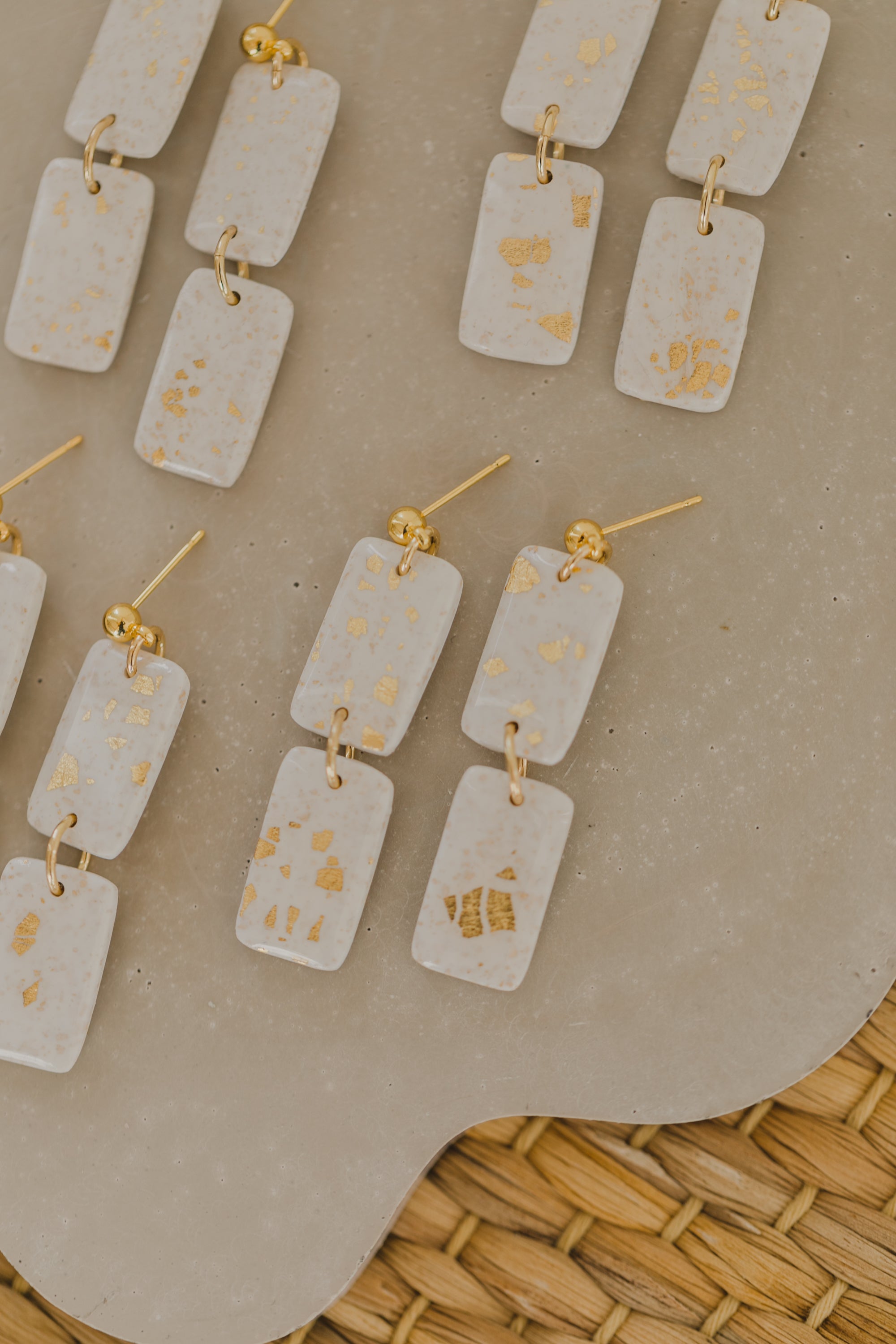 round polymer clay earrings with brass pendant circle