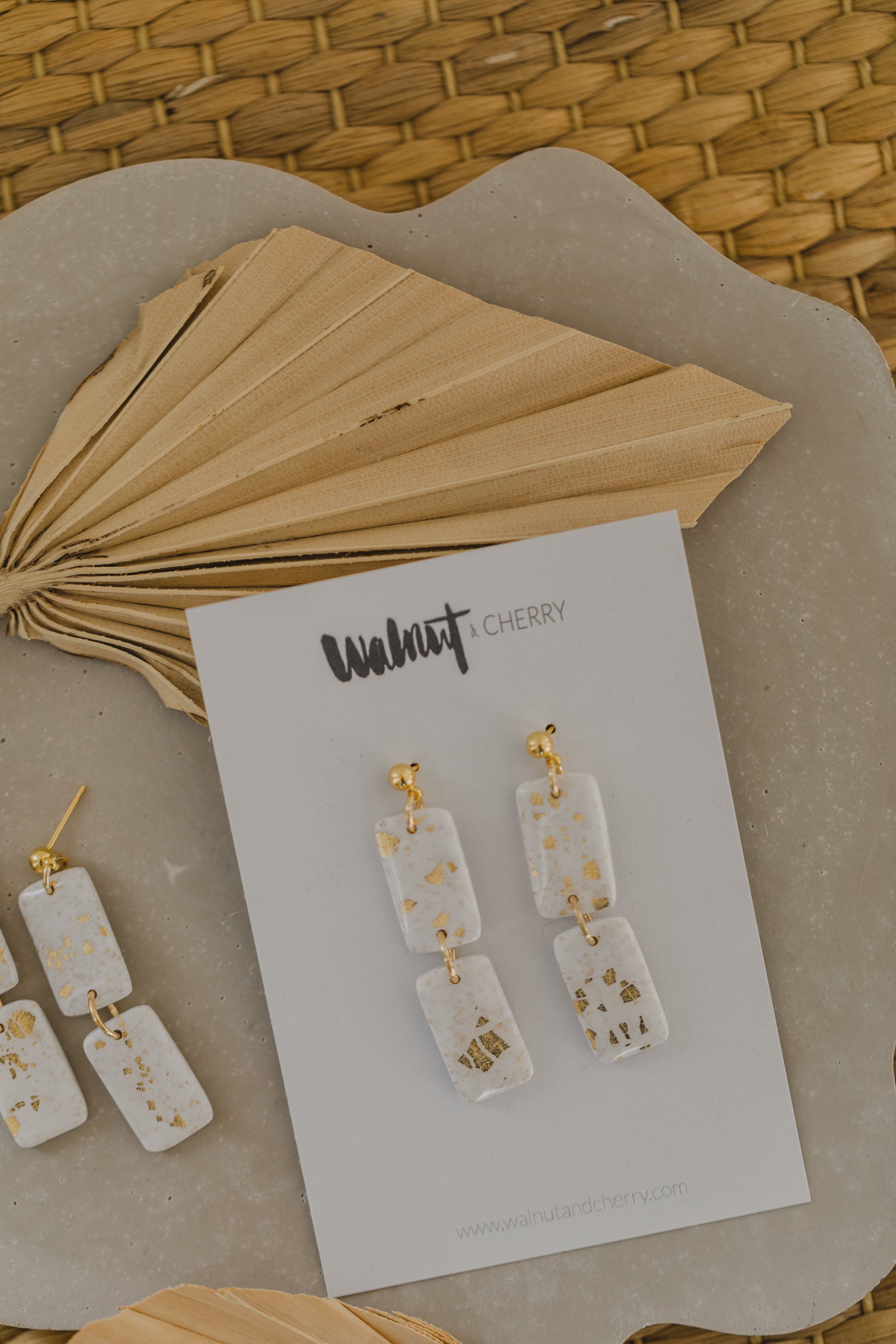 round polymer clay earrings with brass pendant circle