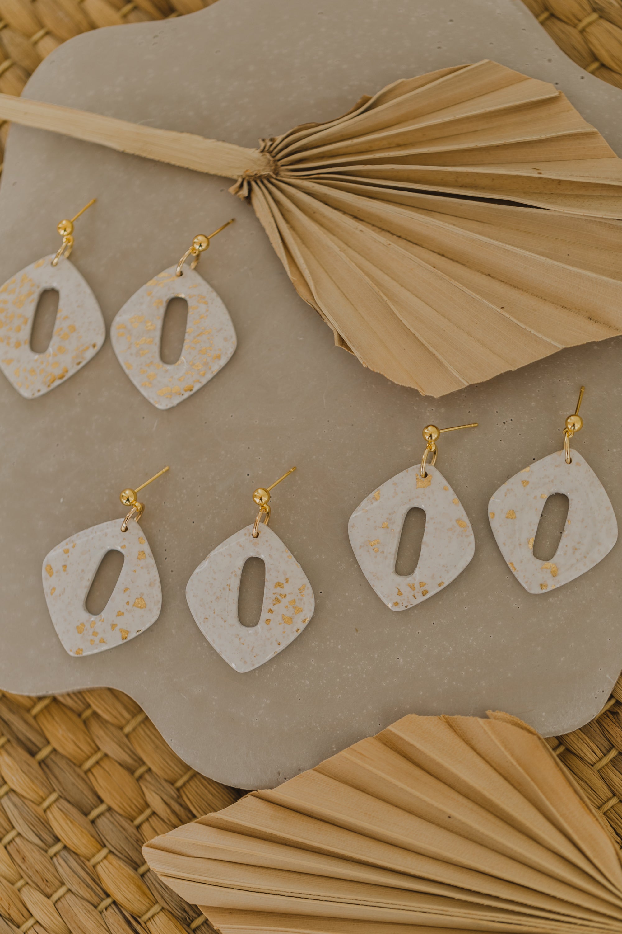 round polymer clay earrings with brass pendant circle