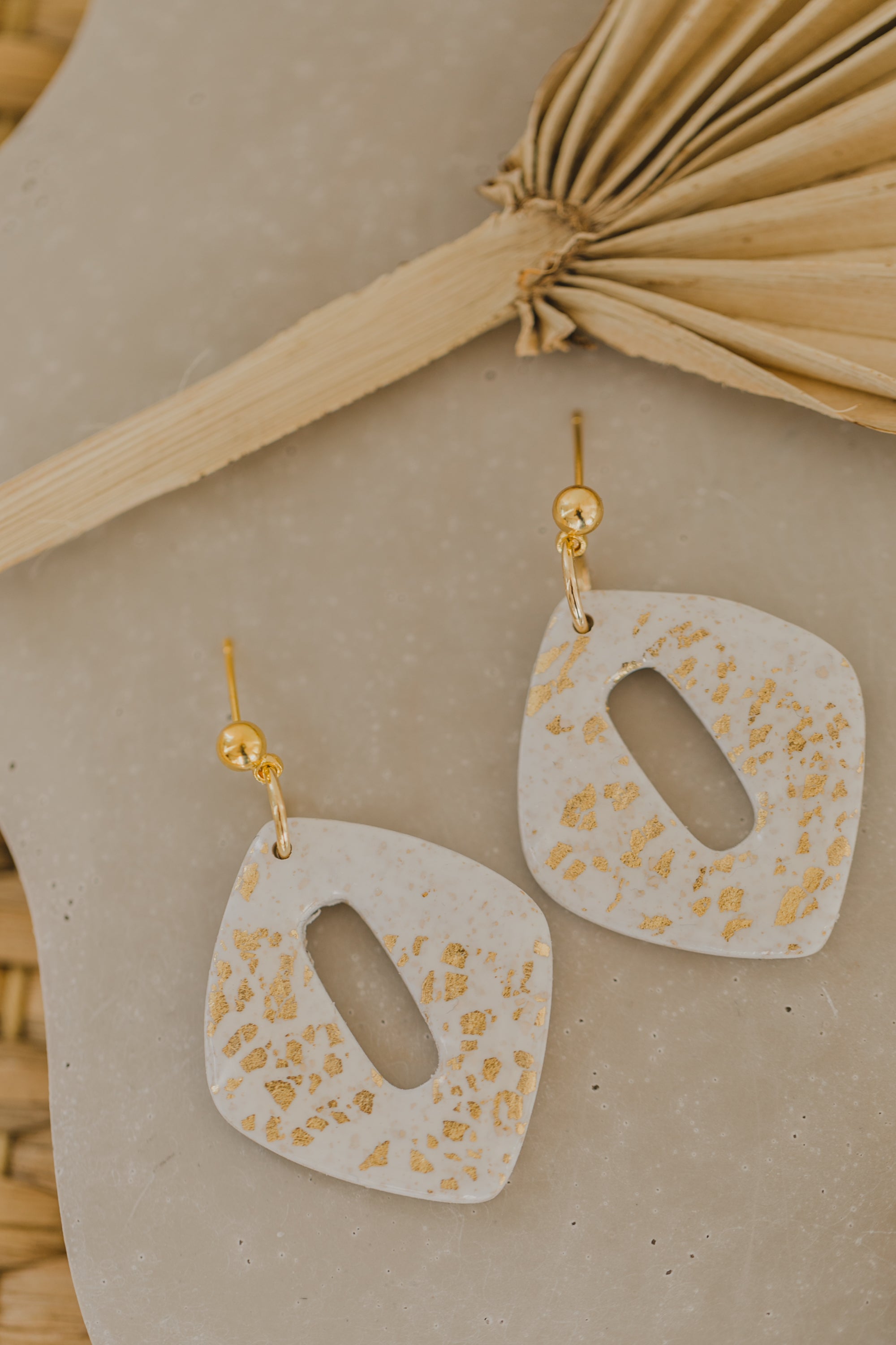 round polymer clay earrings with brass pendant circle
