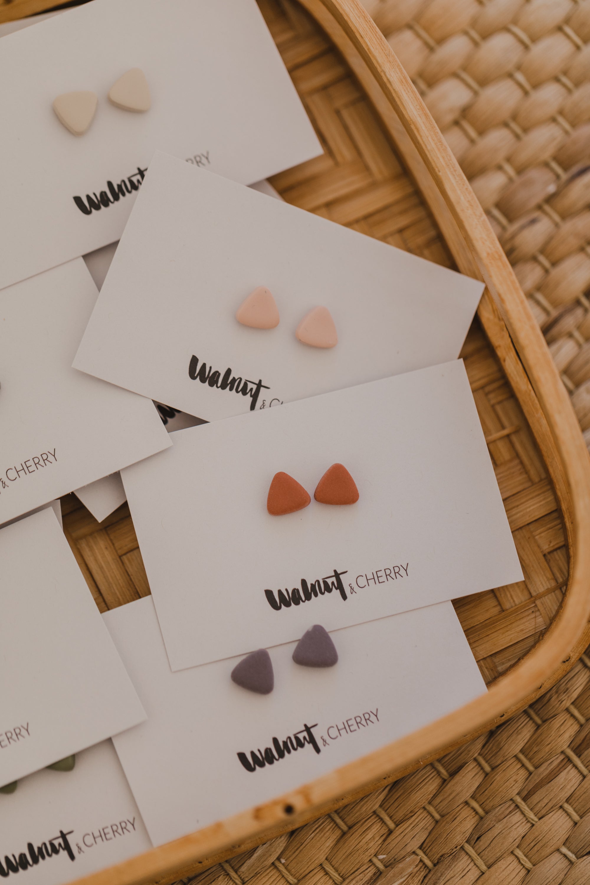 CARA - small triangular earrings made of polymer clay