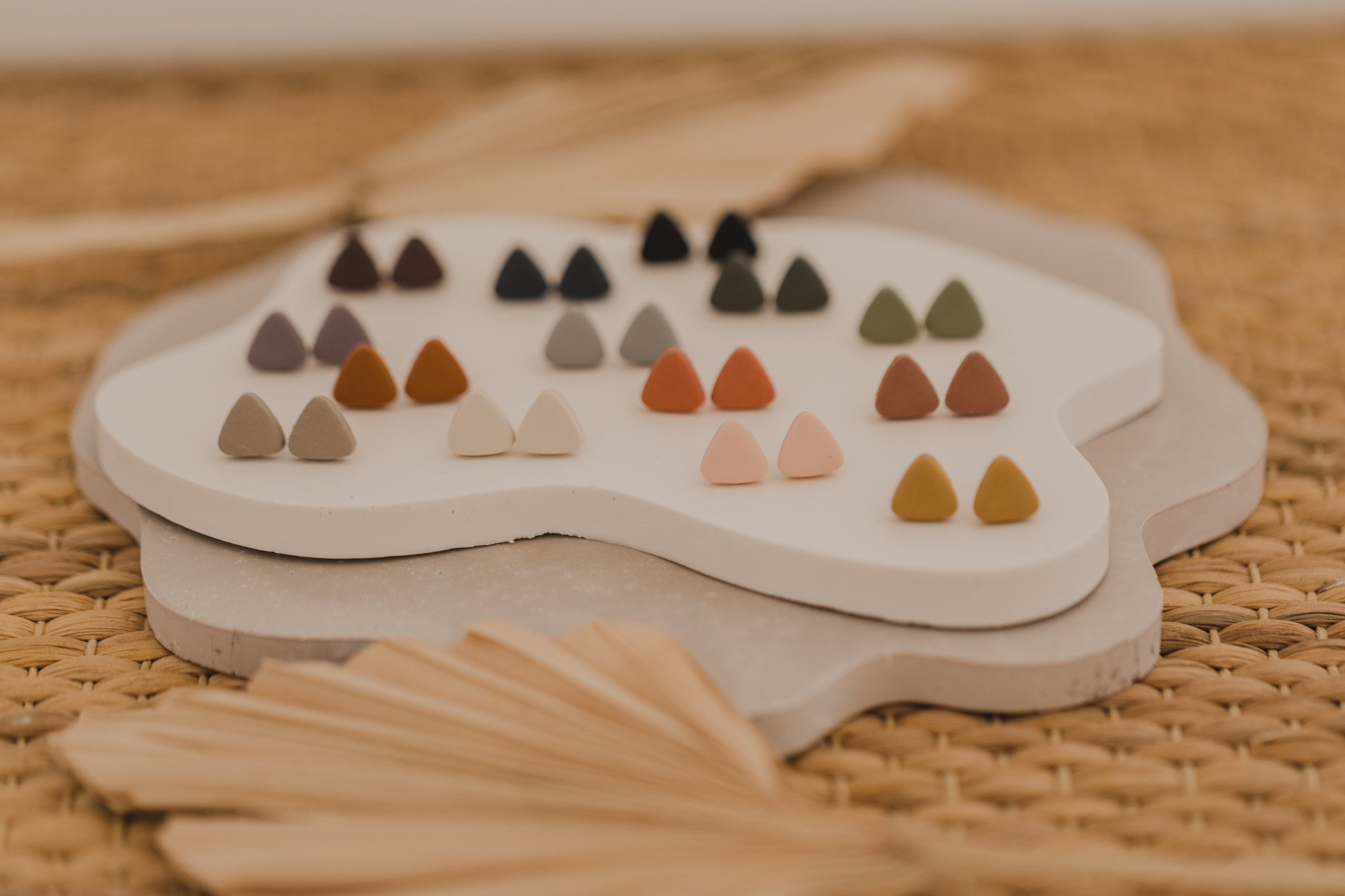 CARA - small triangular earrings made of polymer clay