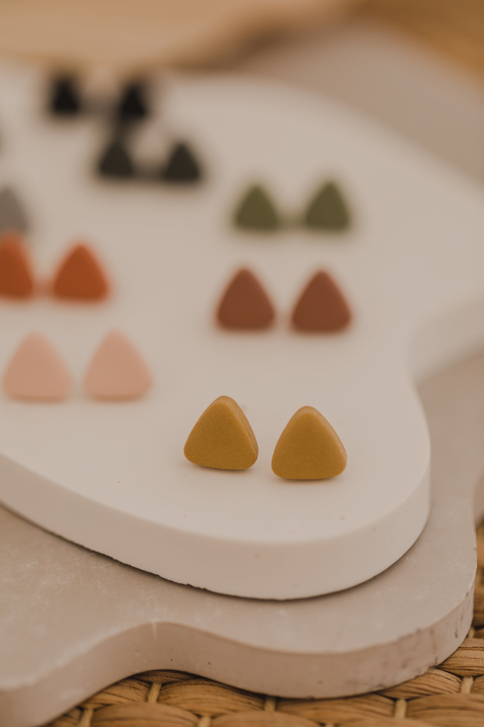 CARA - small triangular earrings made of polymer clay