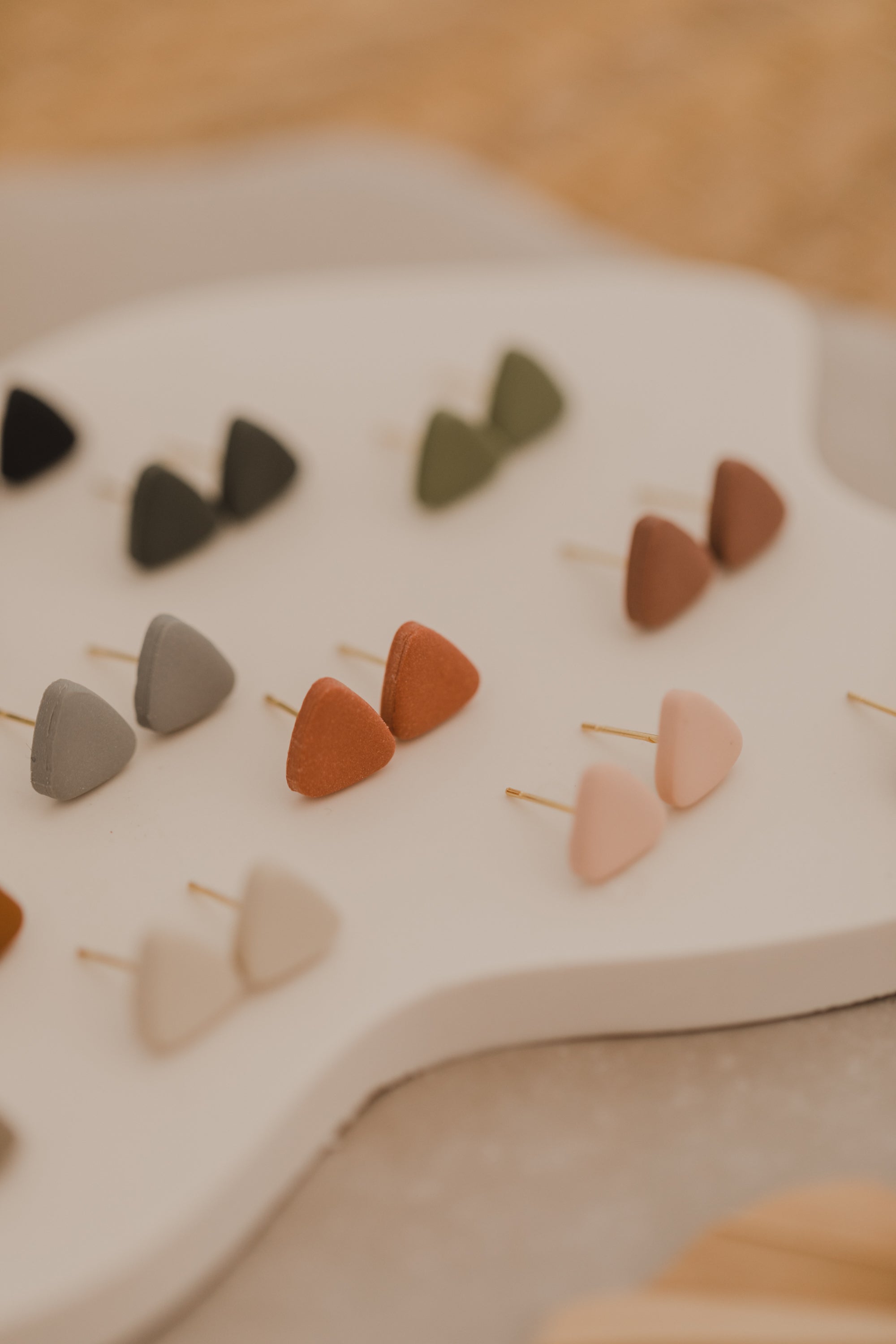 CARA - small triangular earrings made of polymer clay