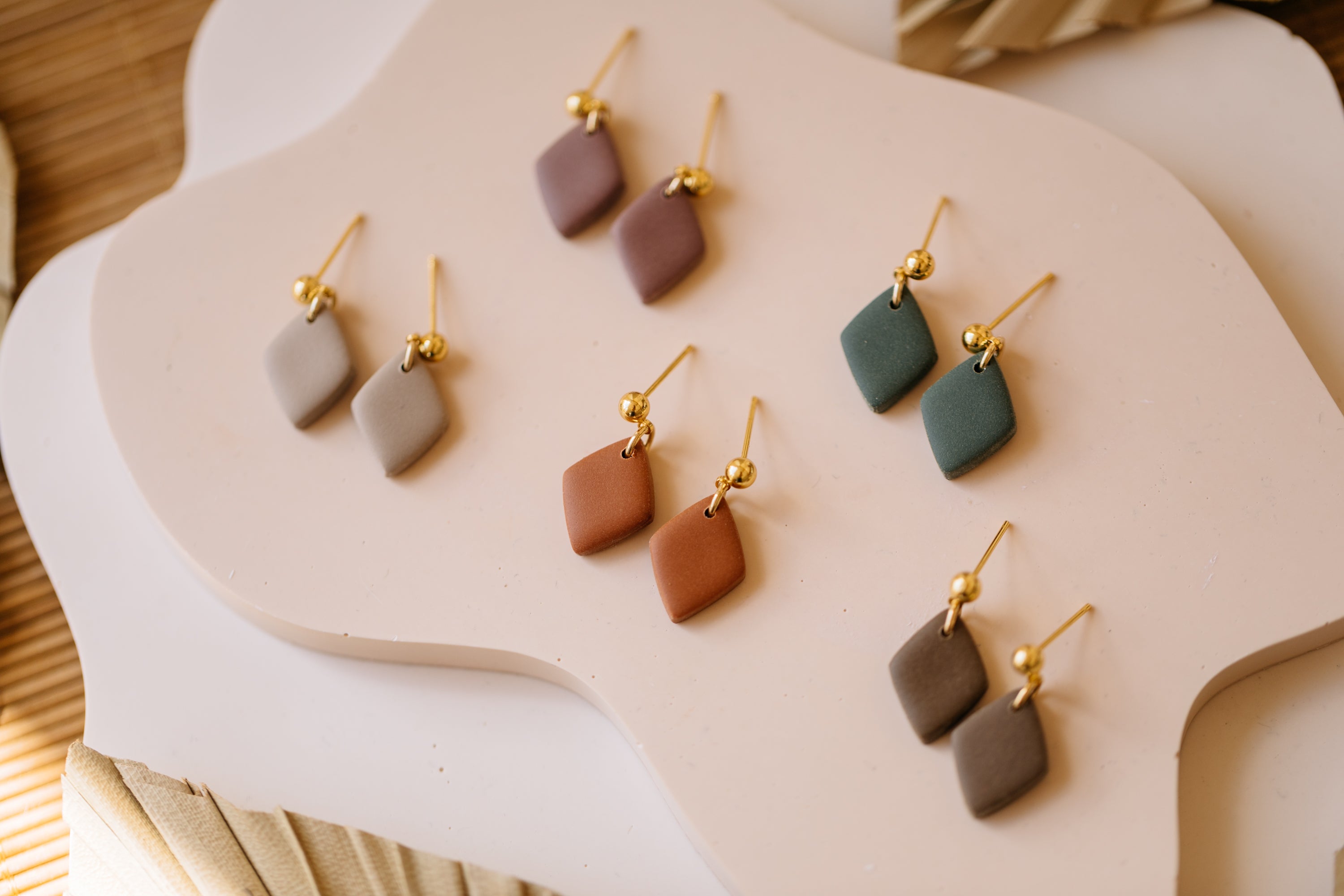 PAULA - small diamond earrings made of polymer clay