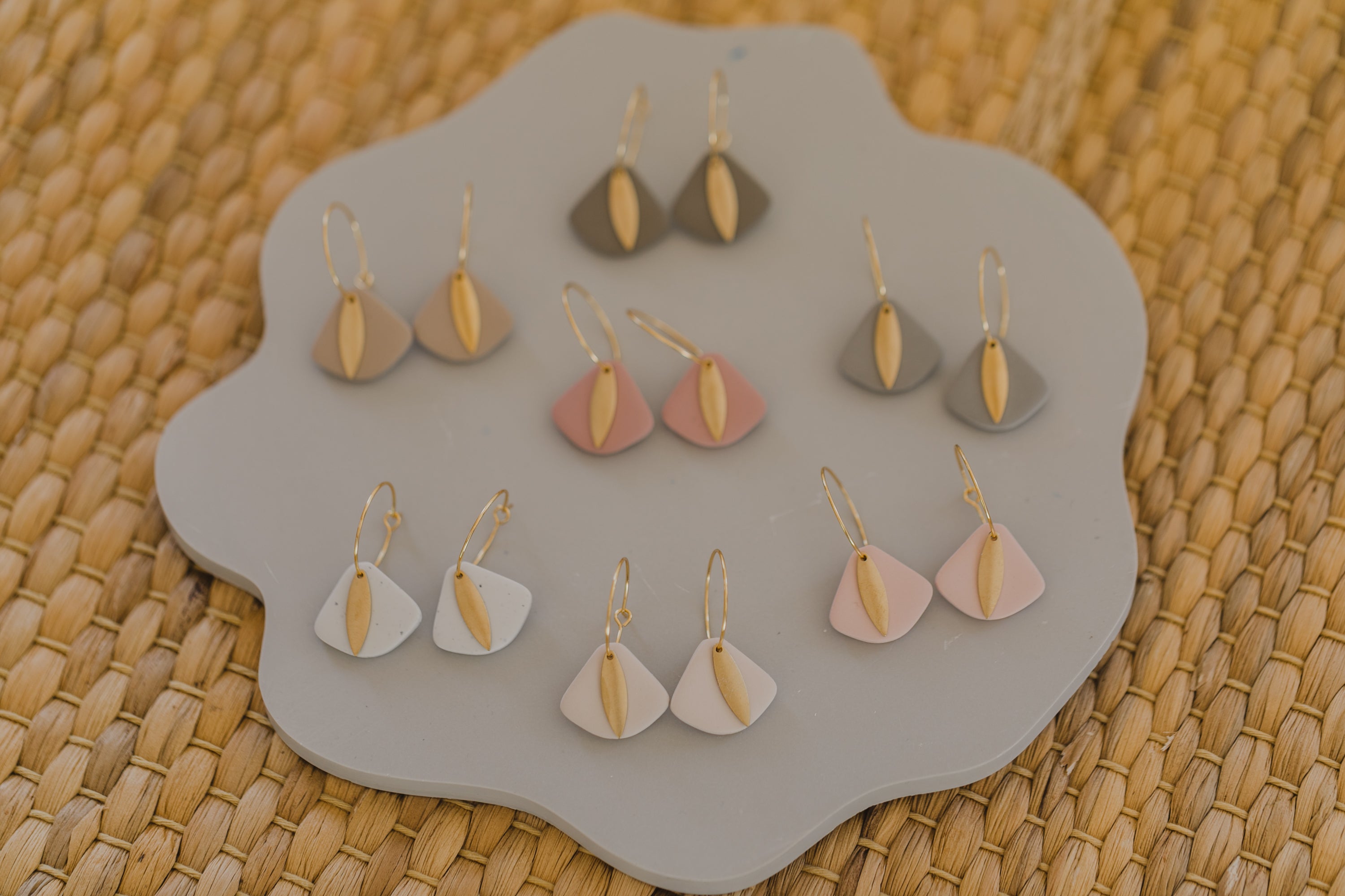 LIMA - Creolen mit Polymer Ton Anhänger Trapez