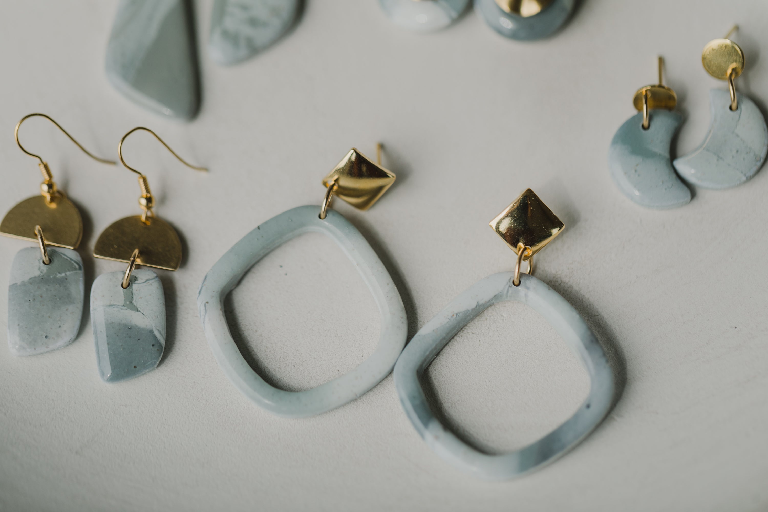 MINTY - mintfarbene Polymer Ton Ohrringe