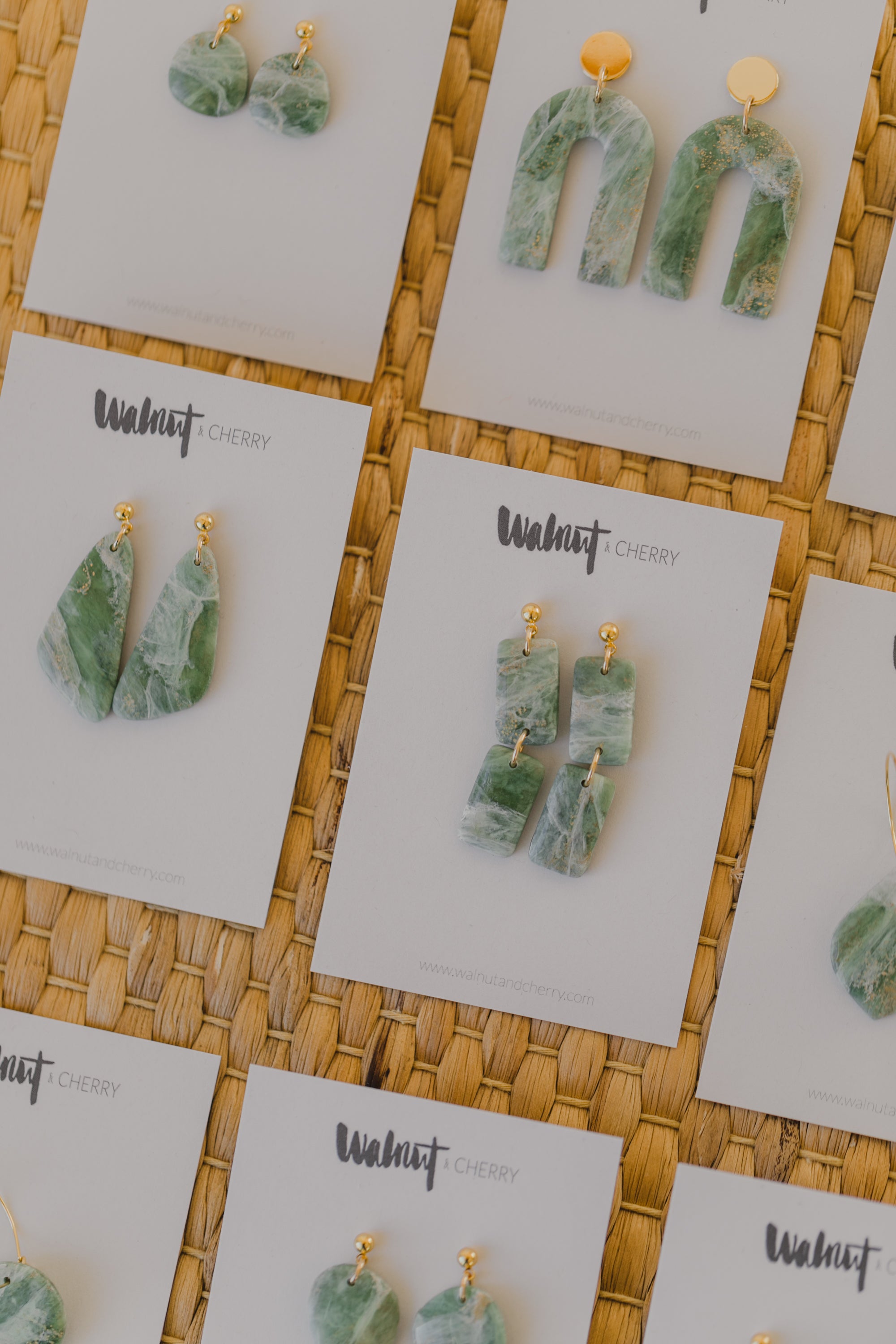 Polymer clay earrings in light green