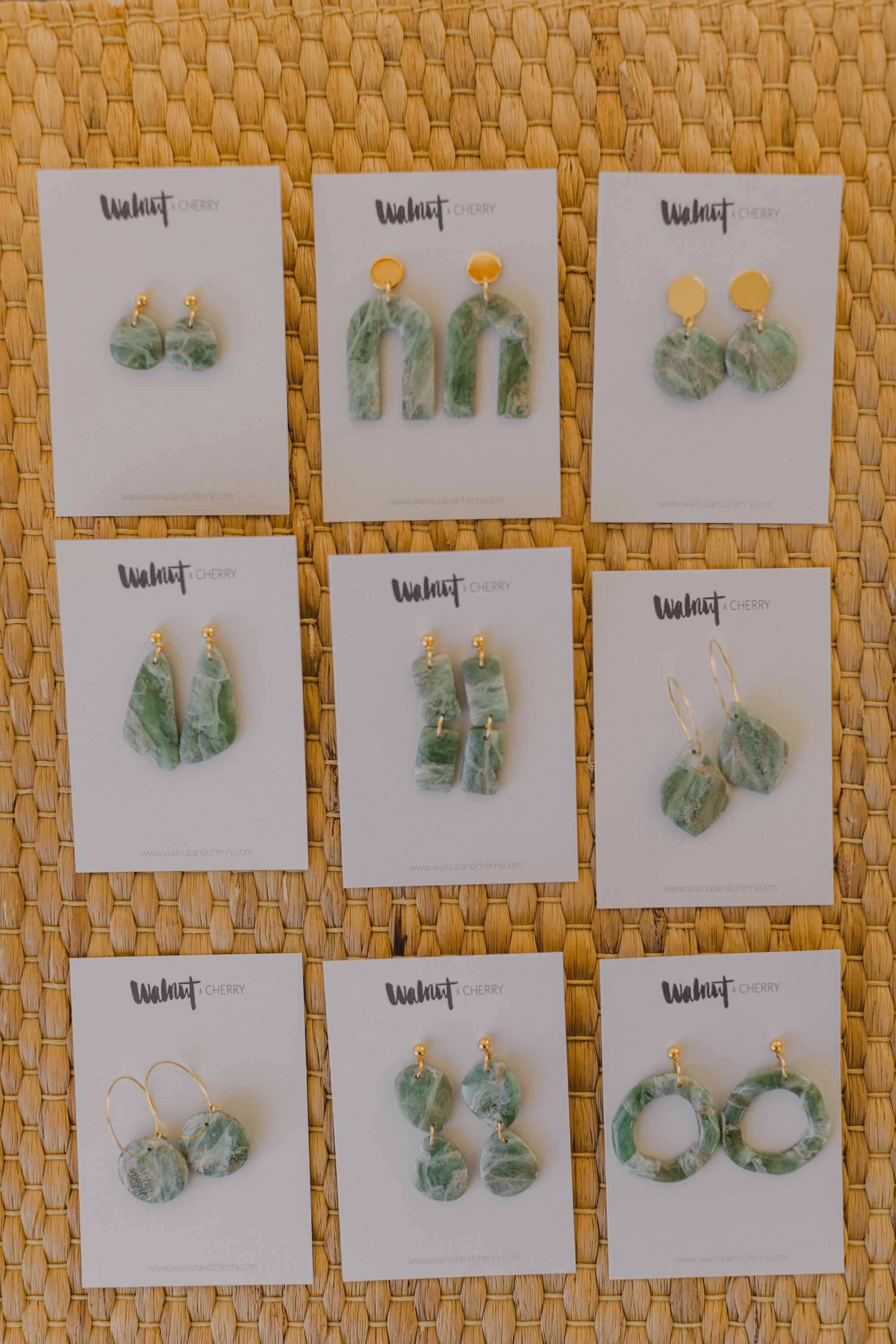 Polymer clay earrings in light green