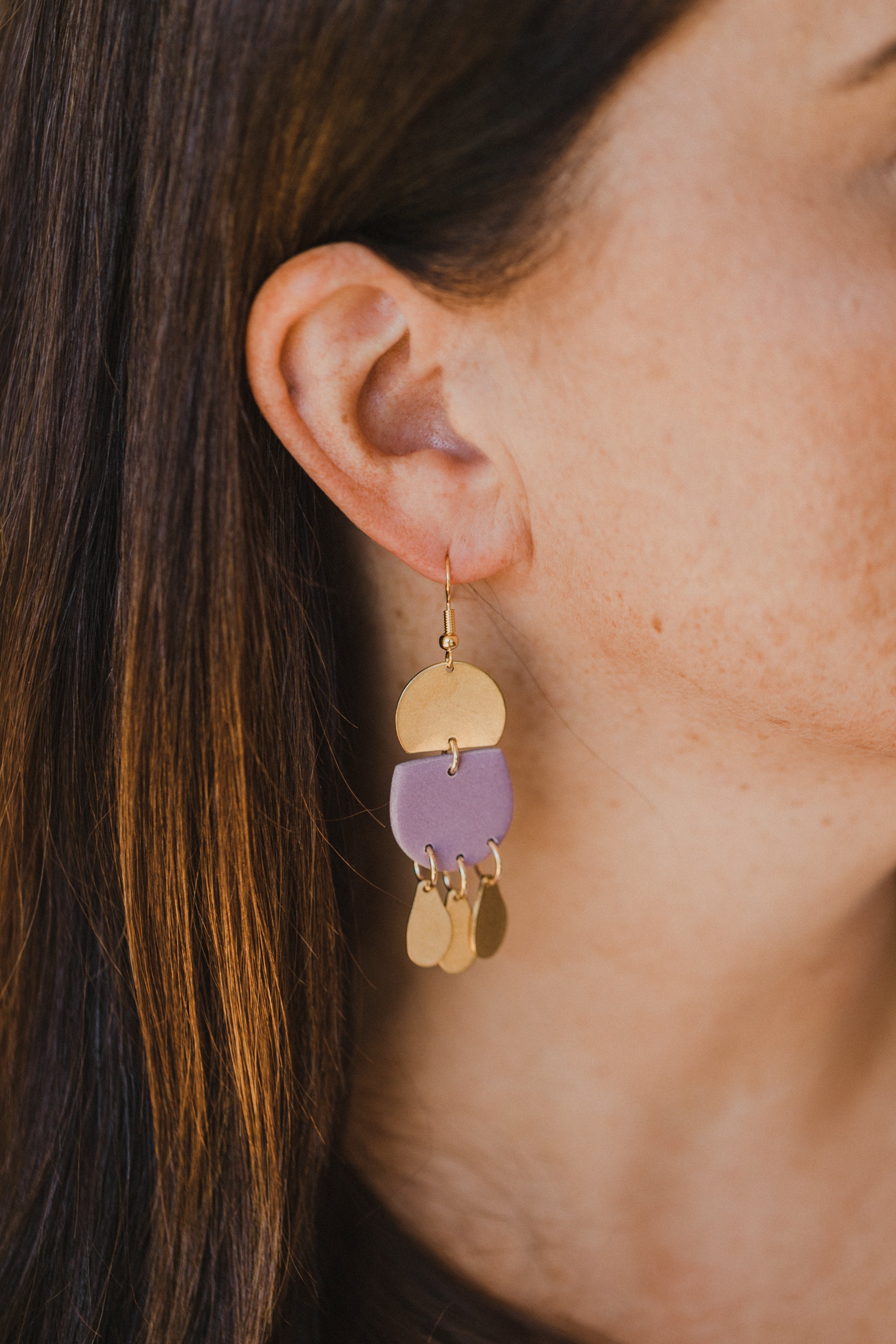 Polymer Ton Ohrringe in der Farbe Helles Lila