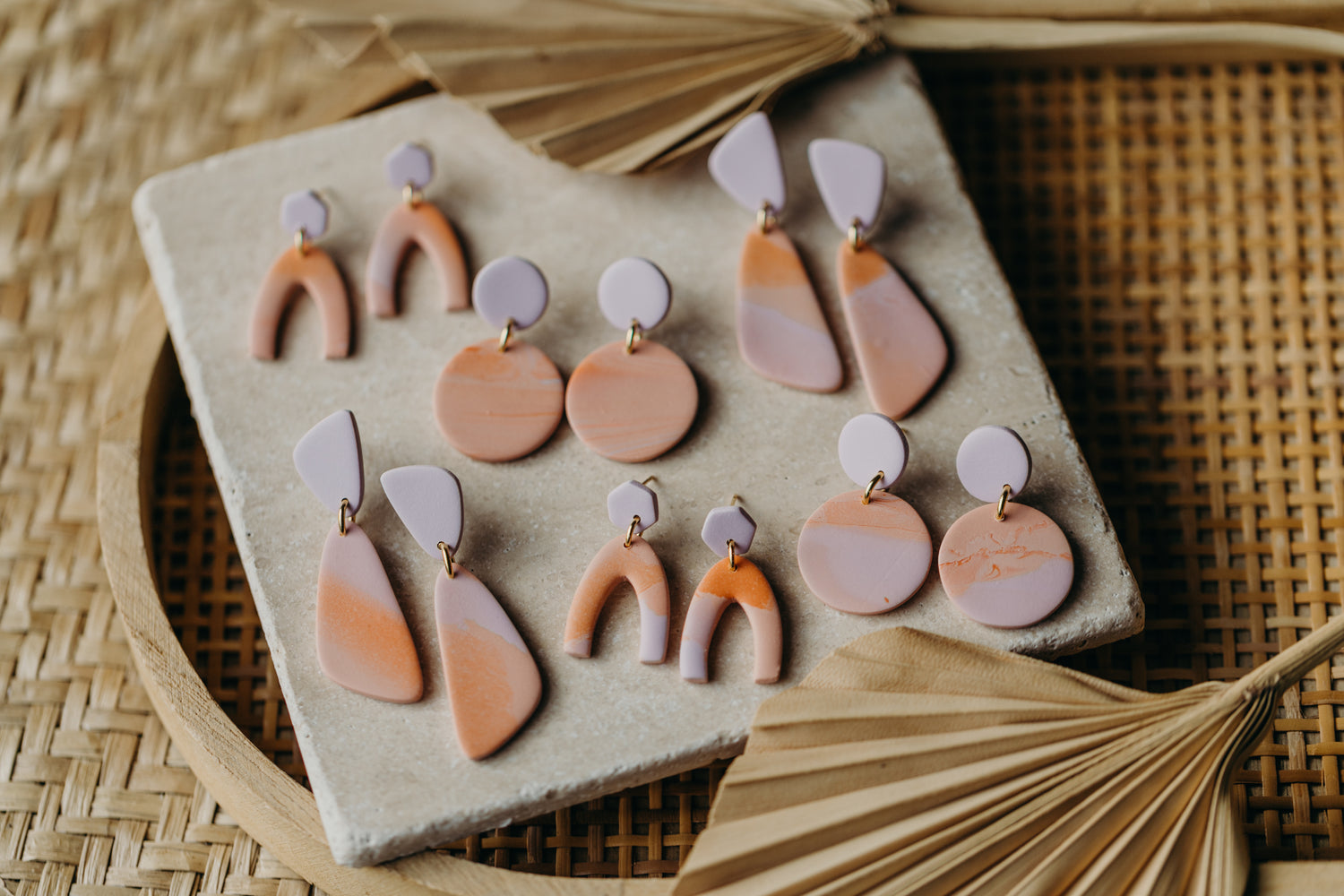 YUNA - small round earrings made of polymer clay in bright colors