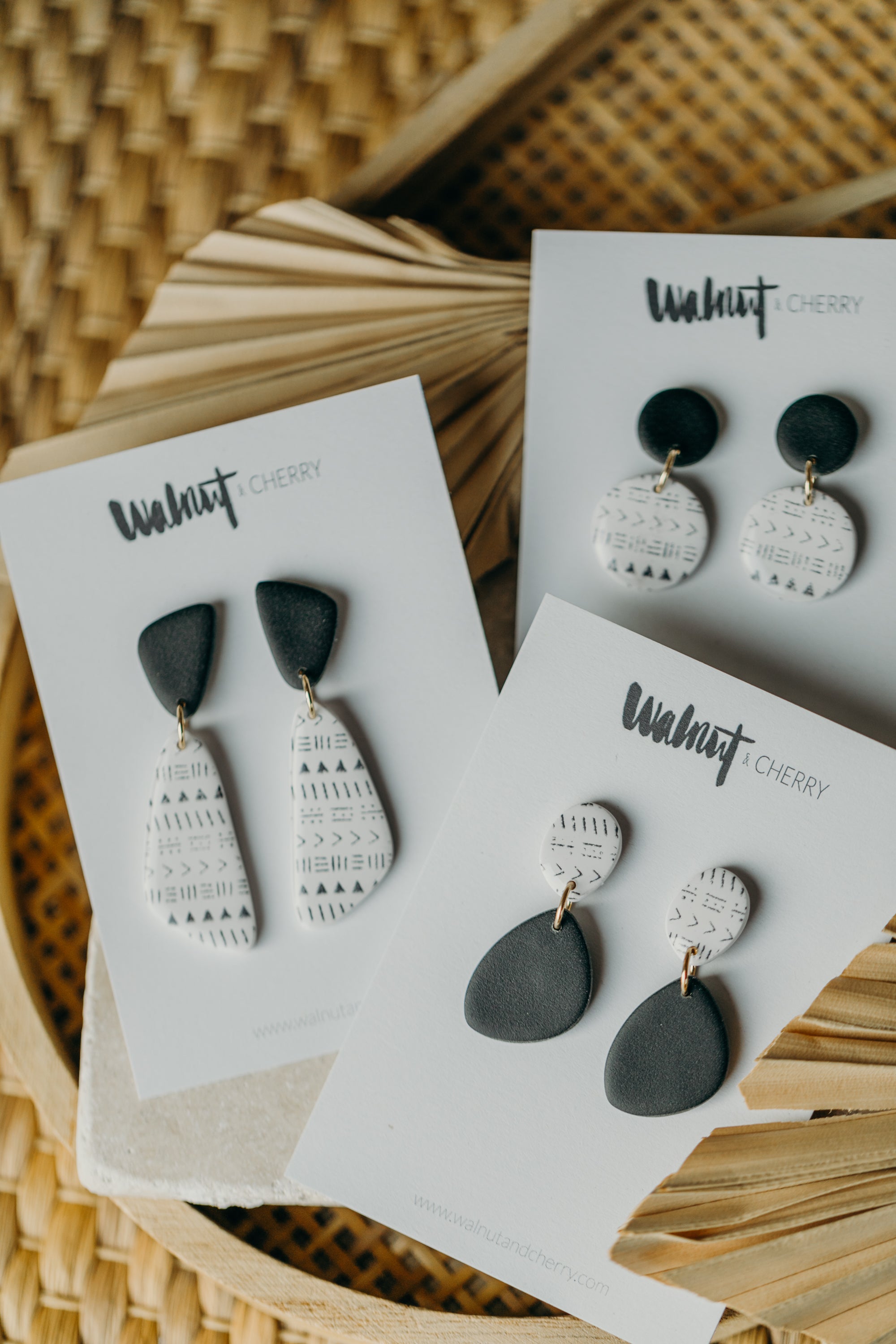 black and white polymer clay earrings