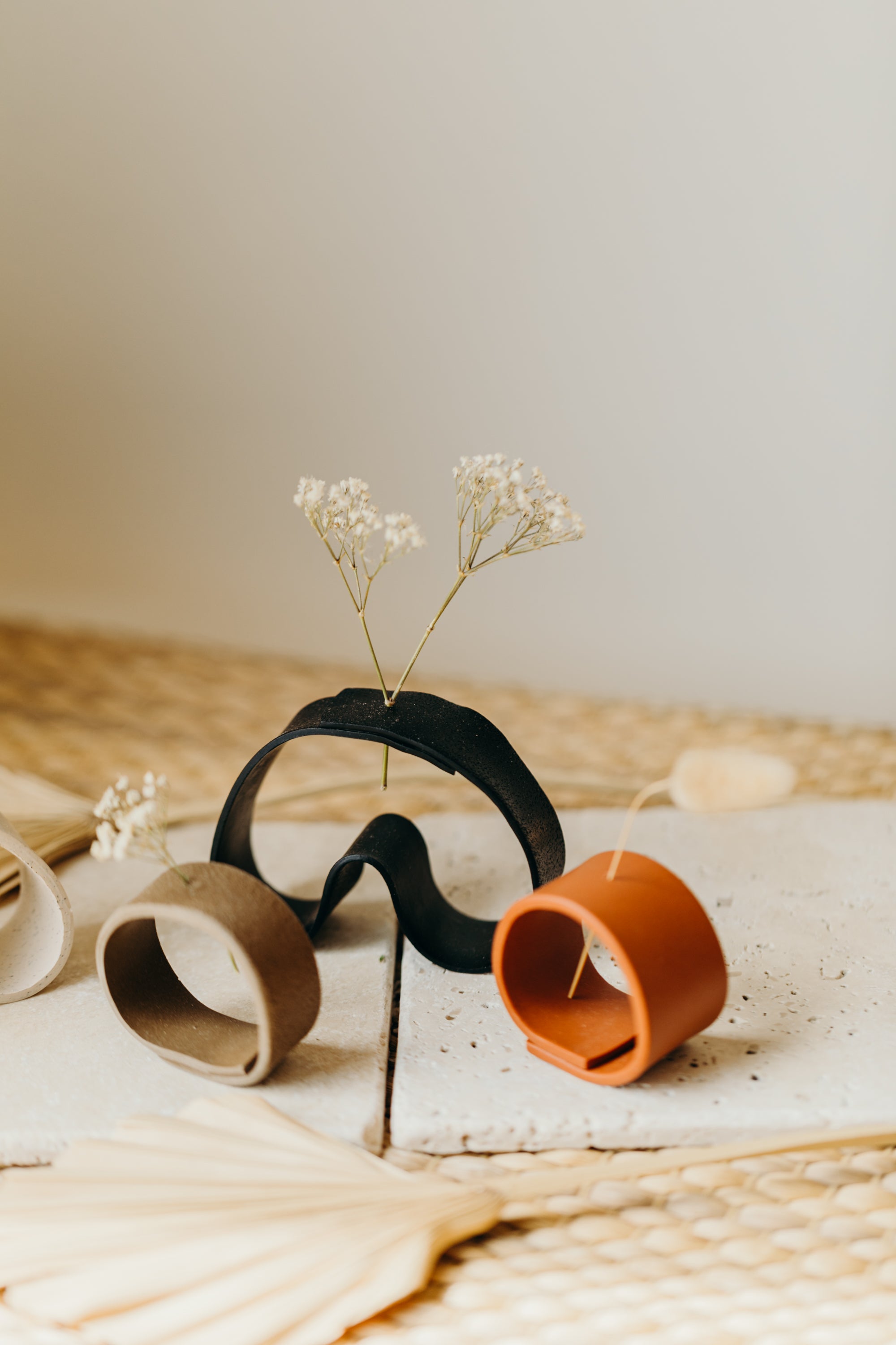 Polymer clay vase, cinnamon