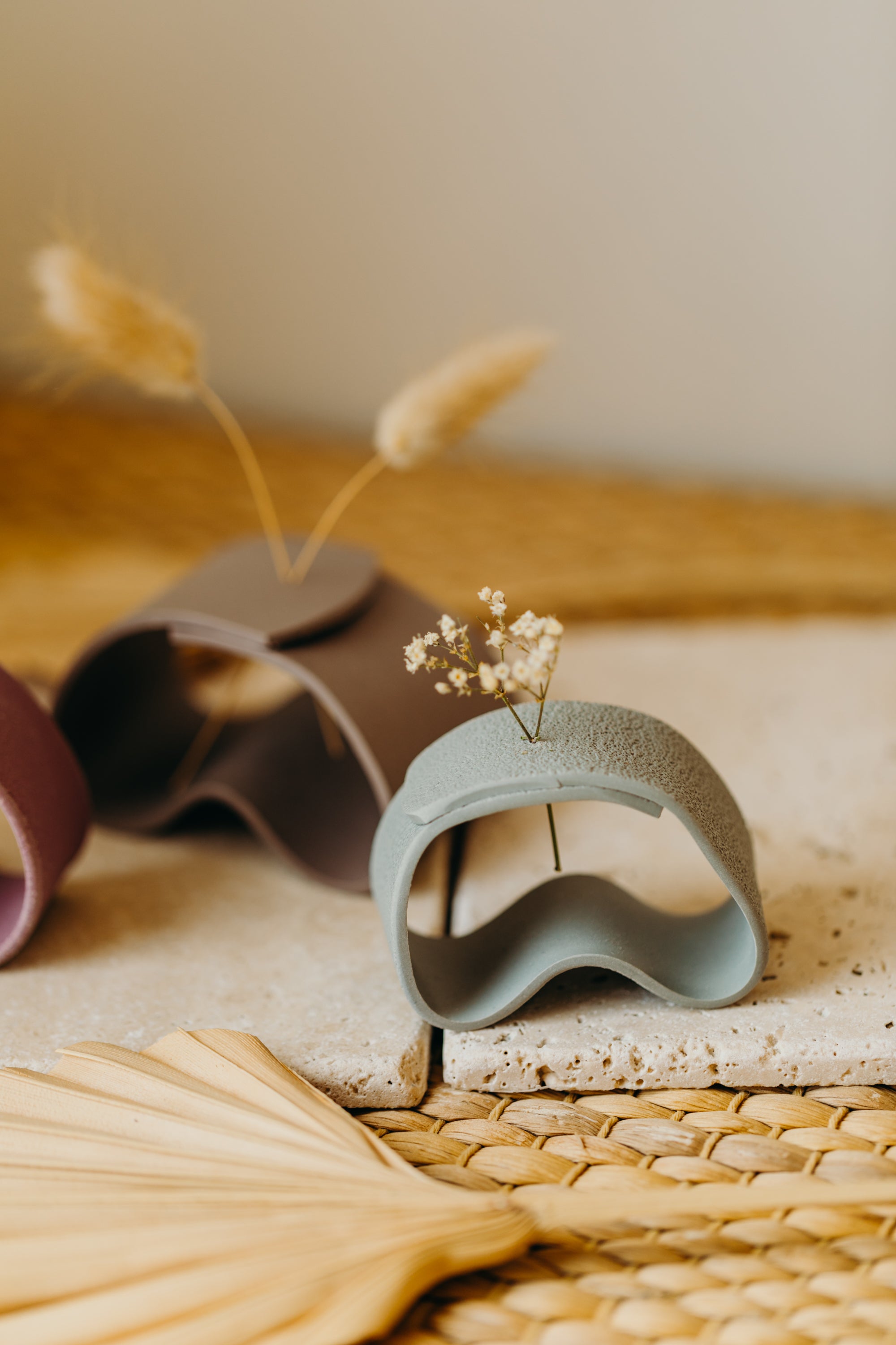Polymer clay vase, mint