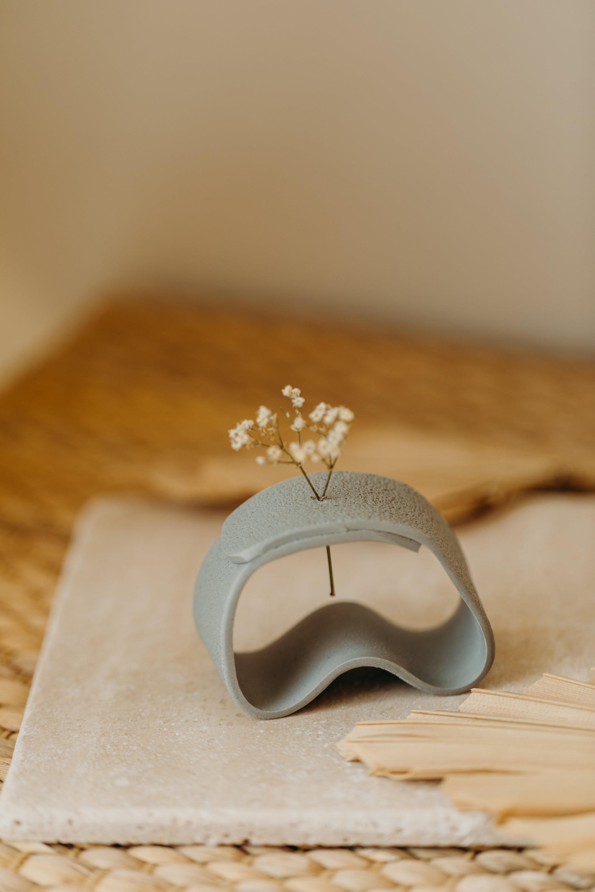Polymer clay vase, mint